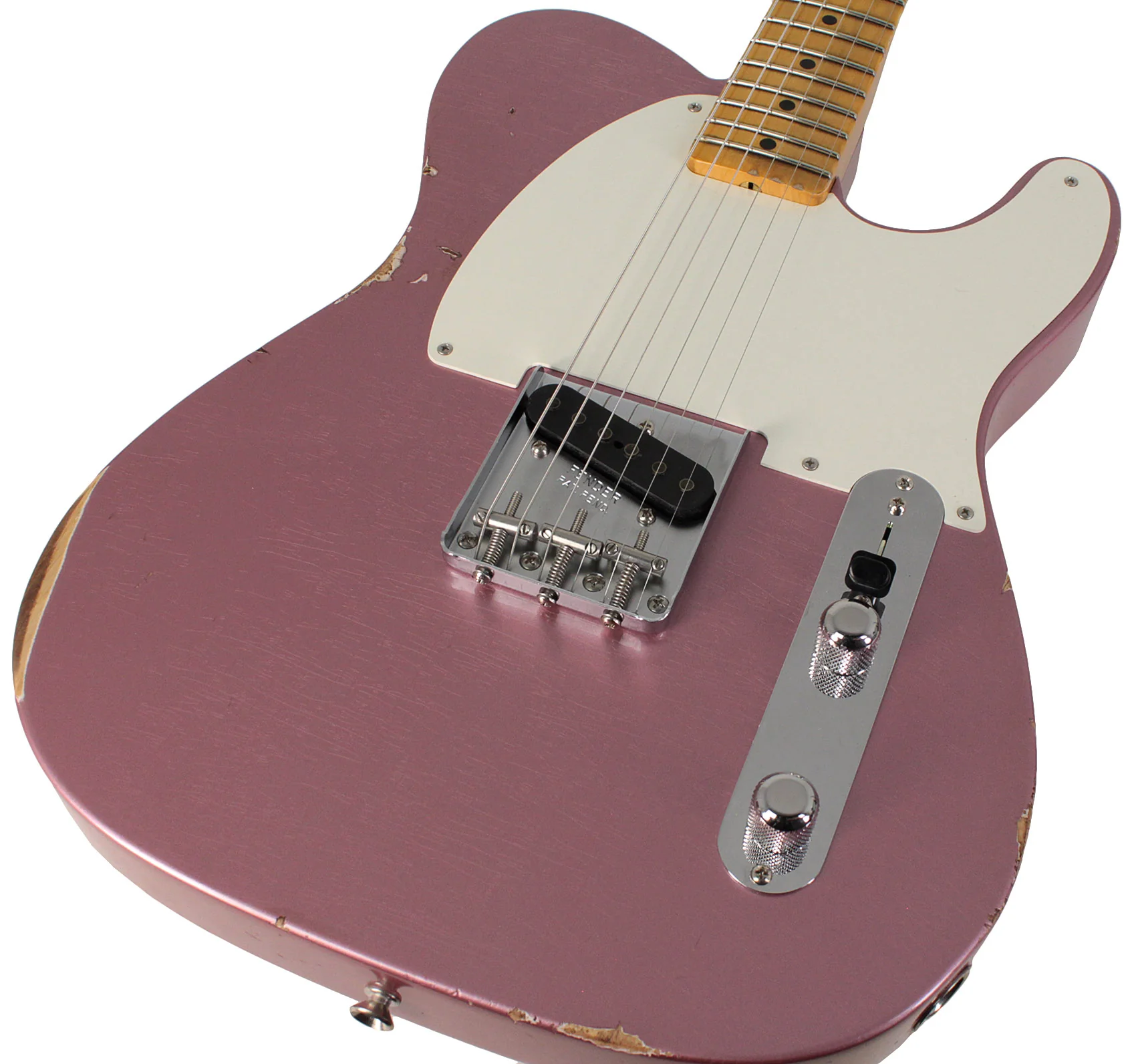 Fender Custom Shop 1956 Esquire Relic, Super Faded Burgundy Mist Metallic - Image 3
