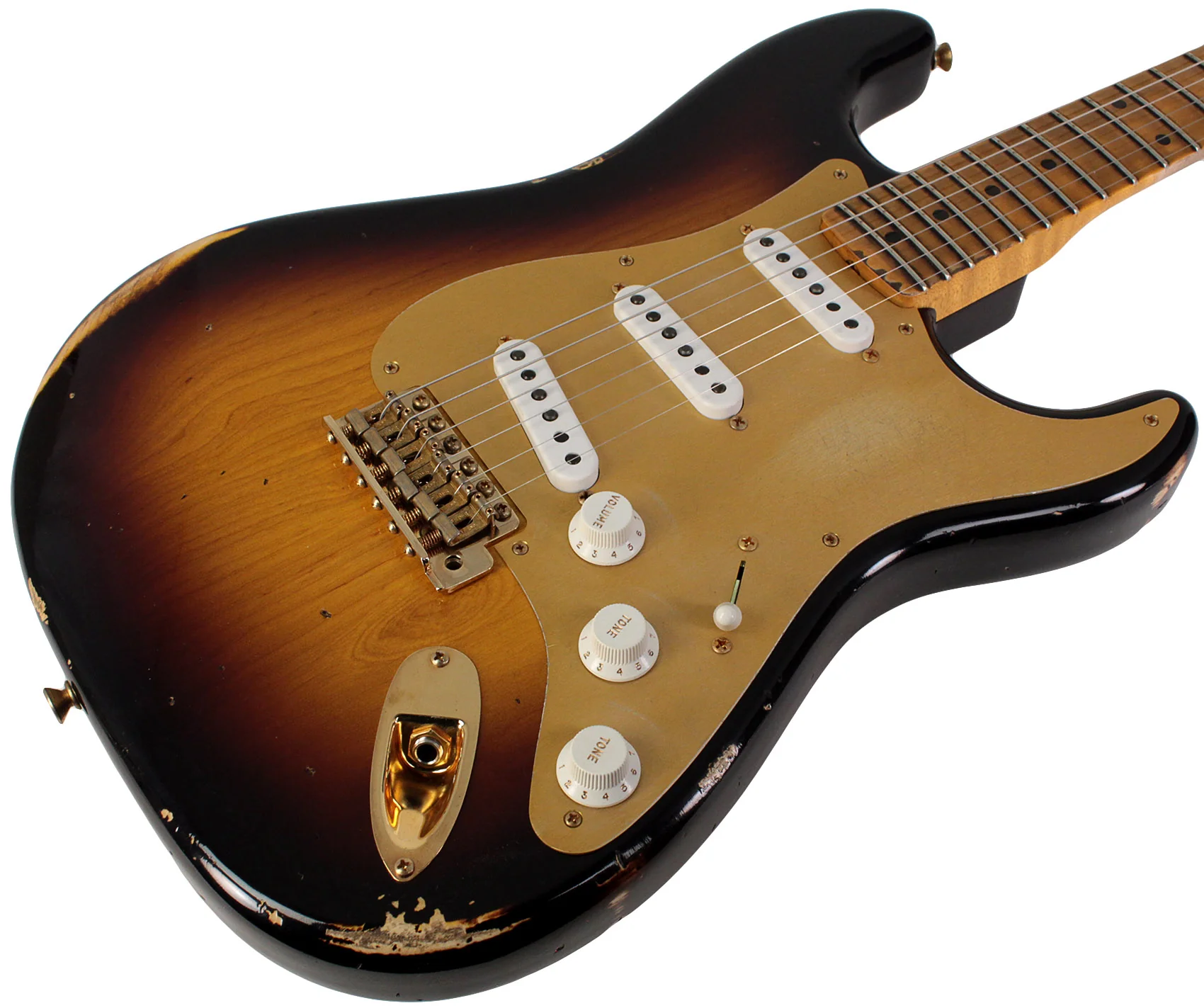 Fender Custom Shop Limited 1955 Bone Tone Stratocaster, Relic, Wide Fade 2-Color Sunburst - Image 2