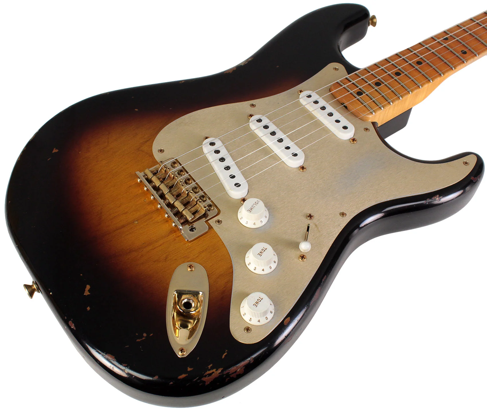 Fender Custom Shop Limited 1955 Bone Tone Stratocaster, Relic, Wide Fade 2-Color Sunburst - Image 2