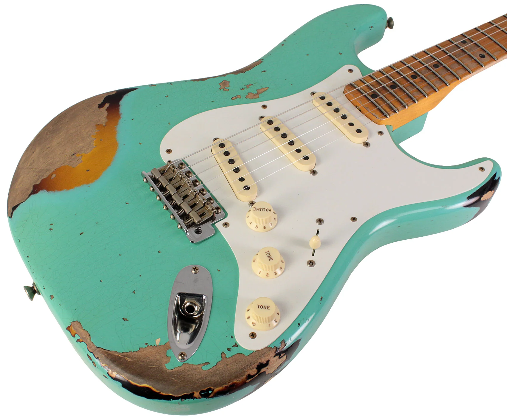 Fender Custom Shop Limited 1956 Stratocaster, Heavy Relic, Super Faded Aged Seafoam Green over 2-Tone Sunburst - Image 2