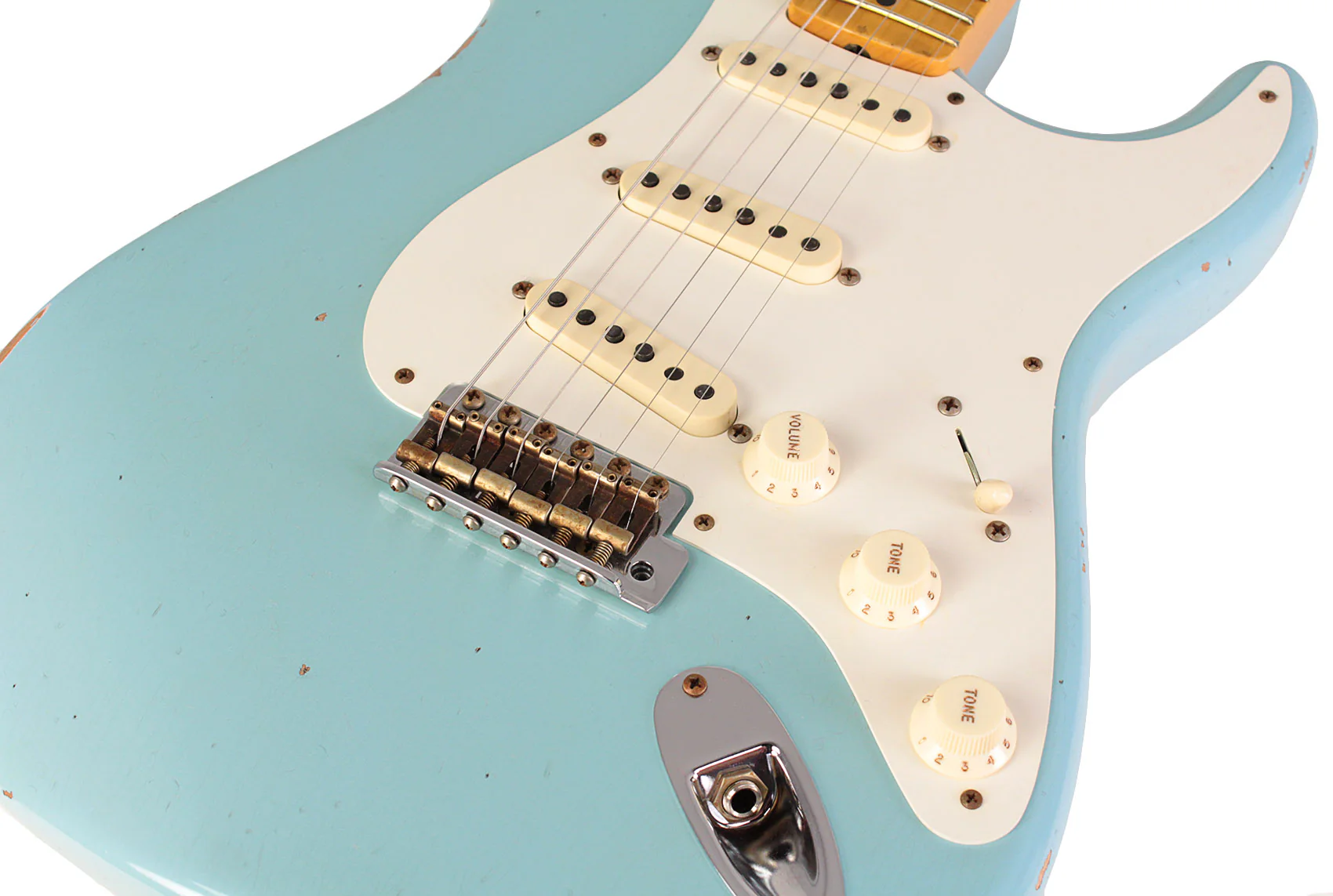 Fender Custom Shop Limited 1957 Stratocaster Relic Guitar, Faded Aged Daphne Blue - Image 3