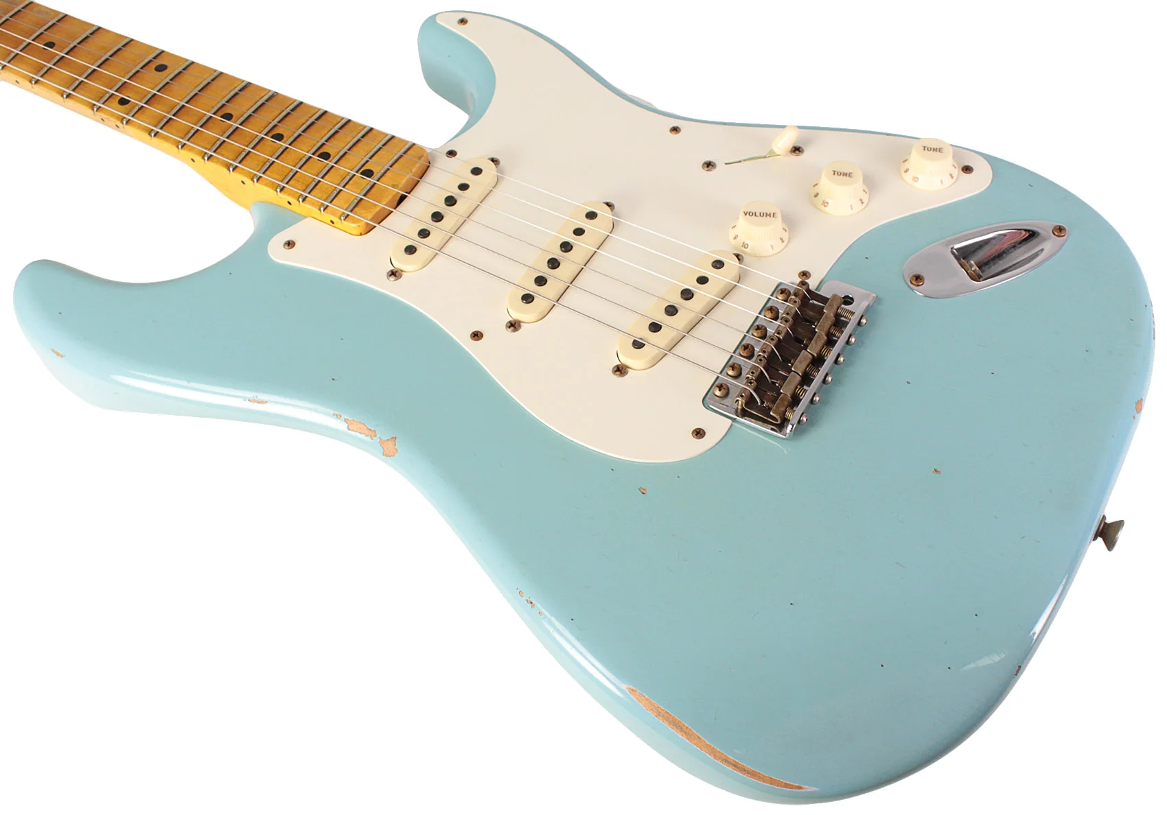 Fender Custom Shop Limited 1957 Stratocaster Relic Guitar, Faded Aged Daphne Blue - Image 4