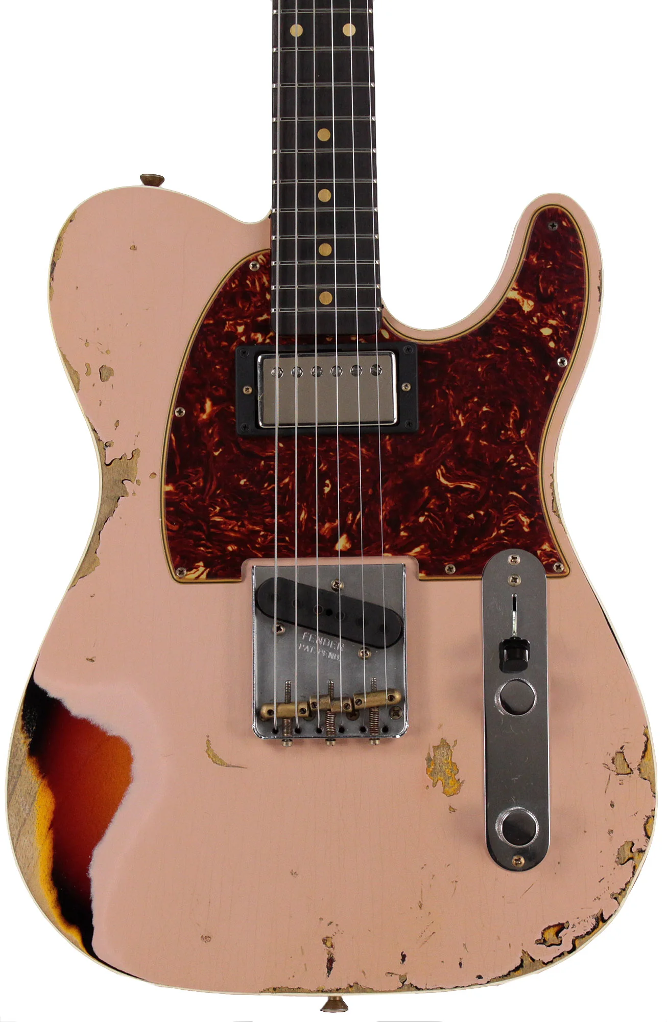Fender Custom Shop Limited 1960 HS Tele Custom, Heavy Relic, Dirty Shell Pink over 3 Tone Sunburst - Image 7