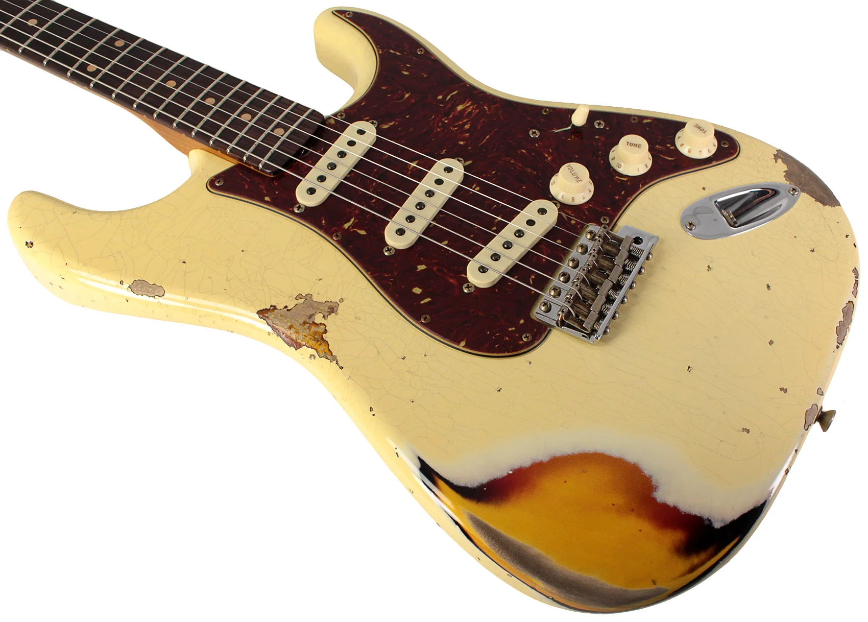 Fender Custom Shop Limited 1961 Stratocaster, Heavy Relic, Aged Vintage White over 3TS - Image 4