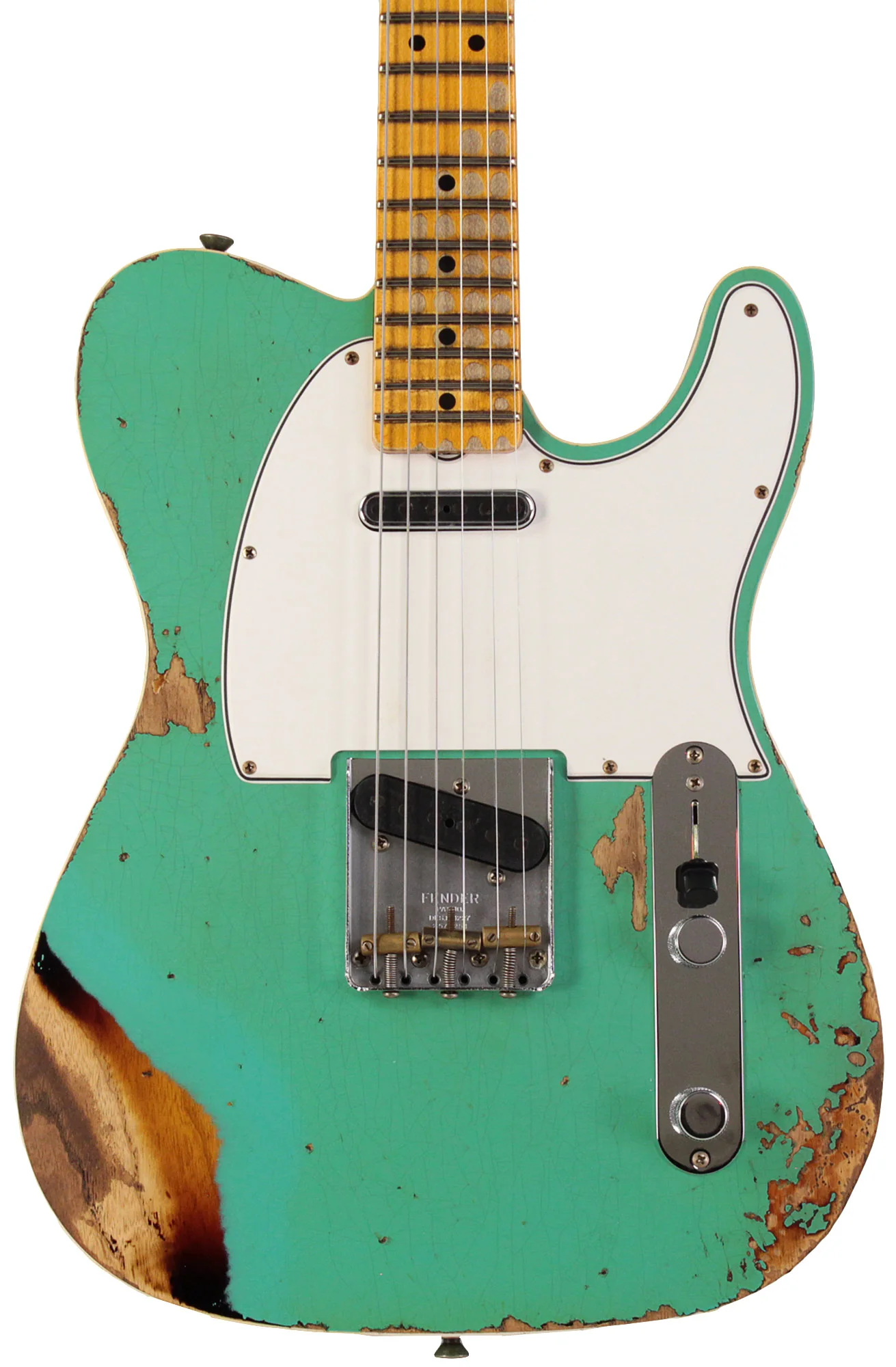 Fender Custom Shop Limited 1965 Telecaster Custom, Heavy Relic, Aged Seafoam Green over 3 Tone Sunburst - Image 5