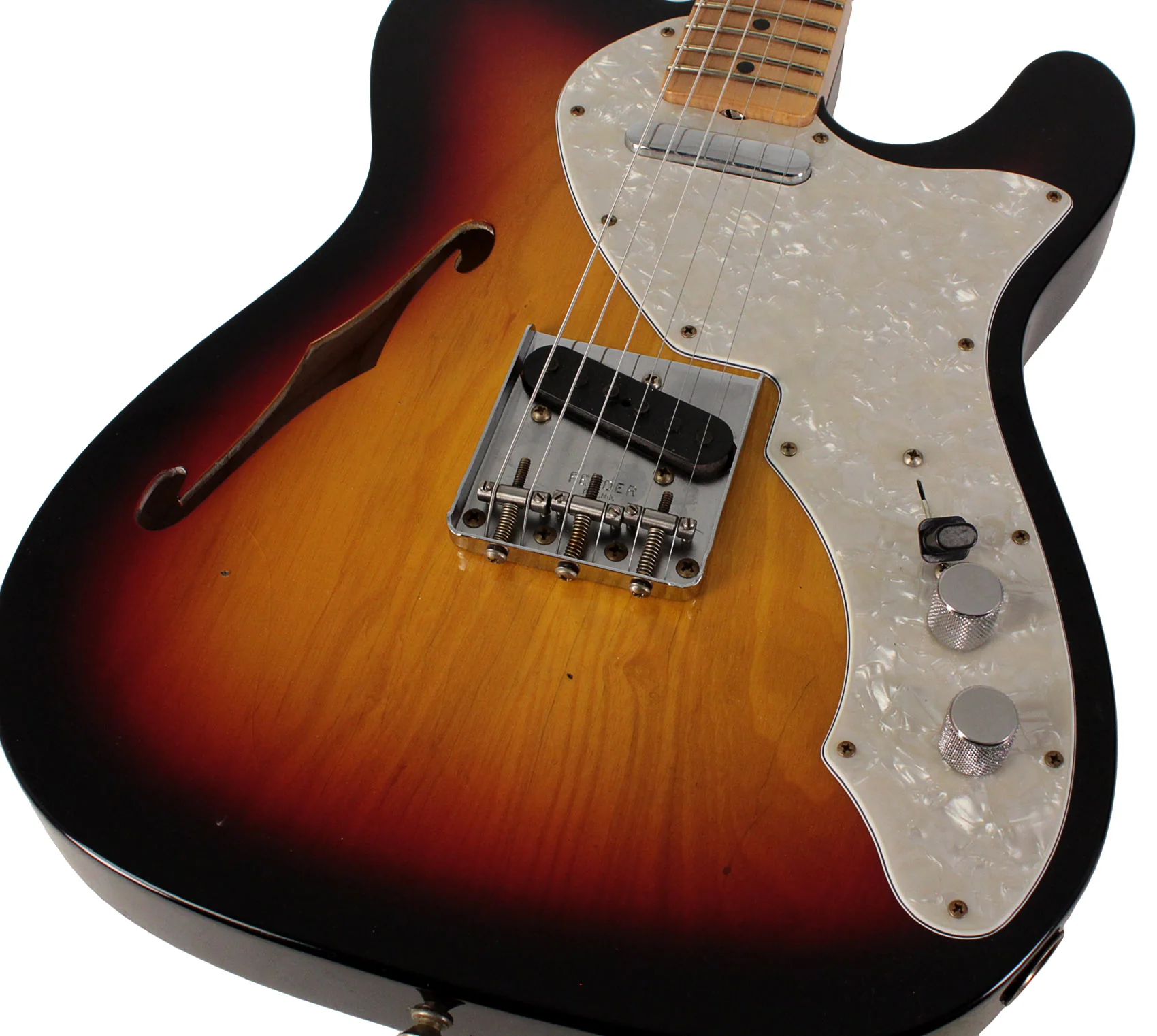 Fender Custom Shop Limited 1968 Telecaster Thinline Guitar, Journeyman Relic, 3 Tone Sunburst - Image 3