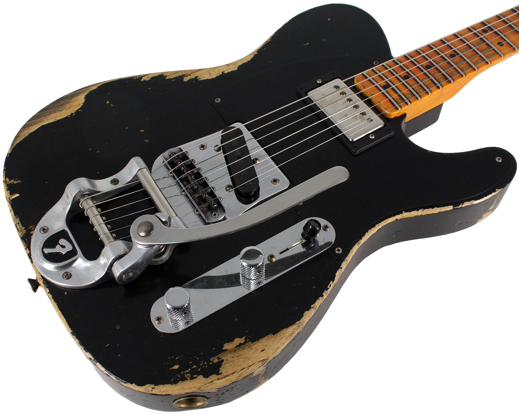 Fender Custom Shop Limited '50s Vibra Tele, Heavy Relic, Aged Black - Image 2