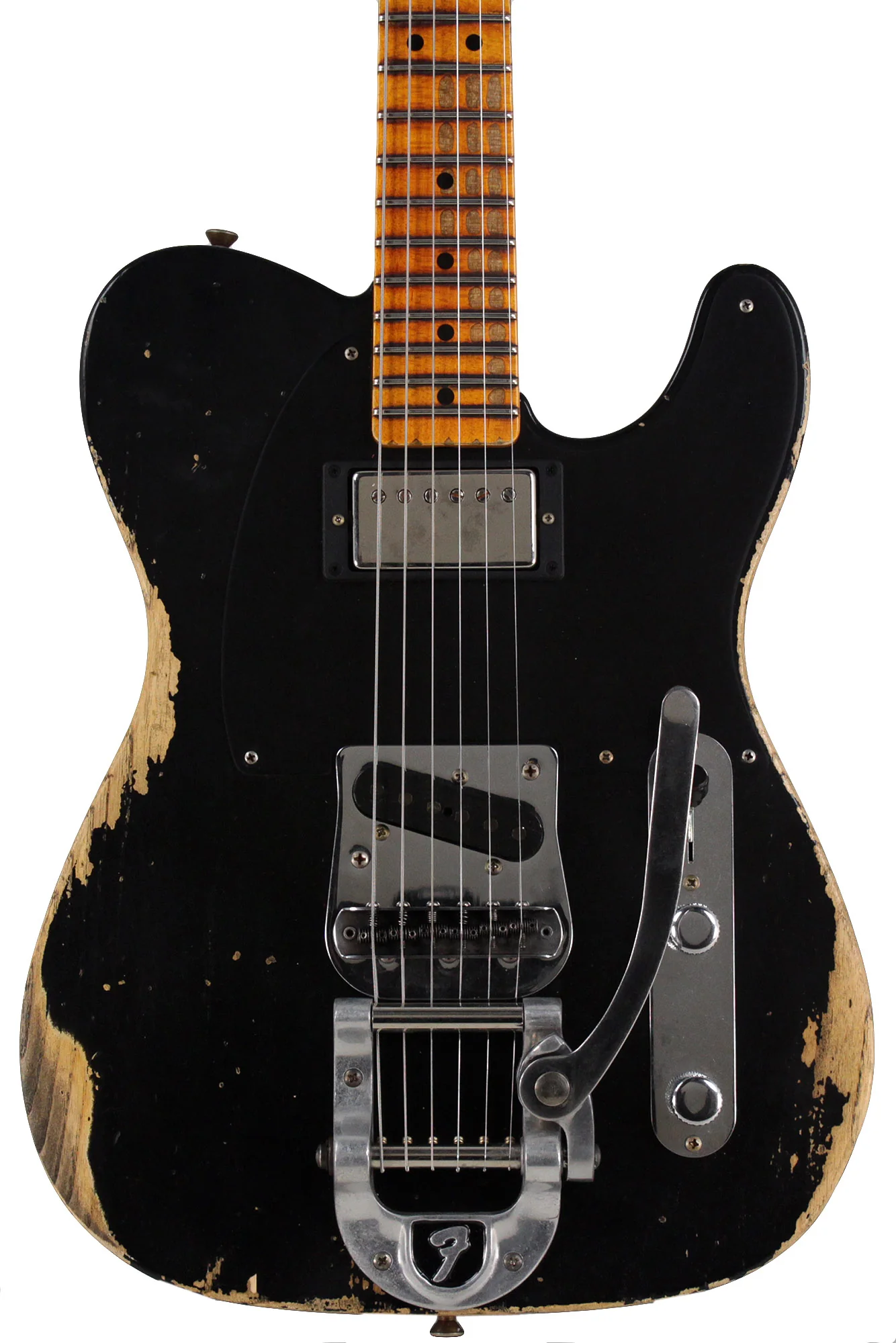 Fender Custom Shop Limited '50s Vibra Tele, Heavy Relic, Aged Black - Image 6