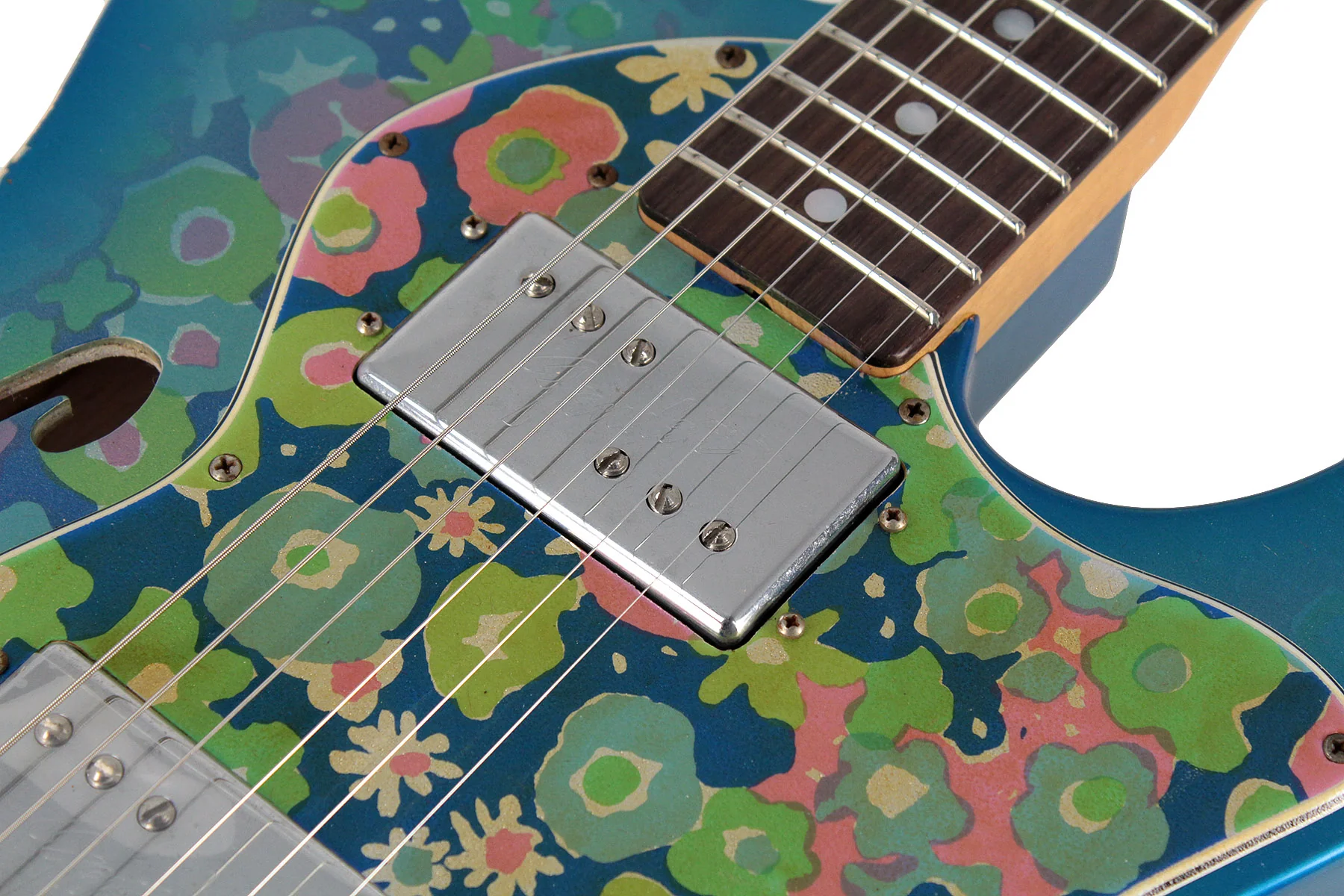 Fender Custom Shop Limited '72 Telecaster Thinline, Aged Blue Flower, Relic - Image 3
