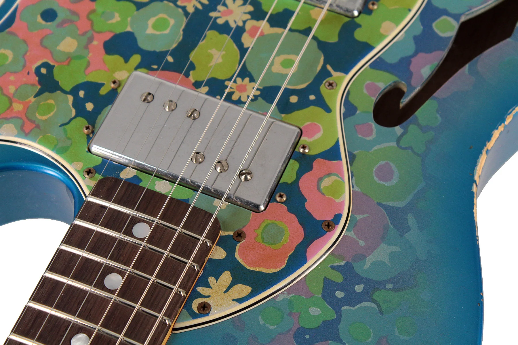 Fender Custom Shop Limited '72 Telecaster Thinline, Aged Blue Flower, Relic - Image 5