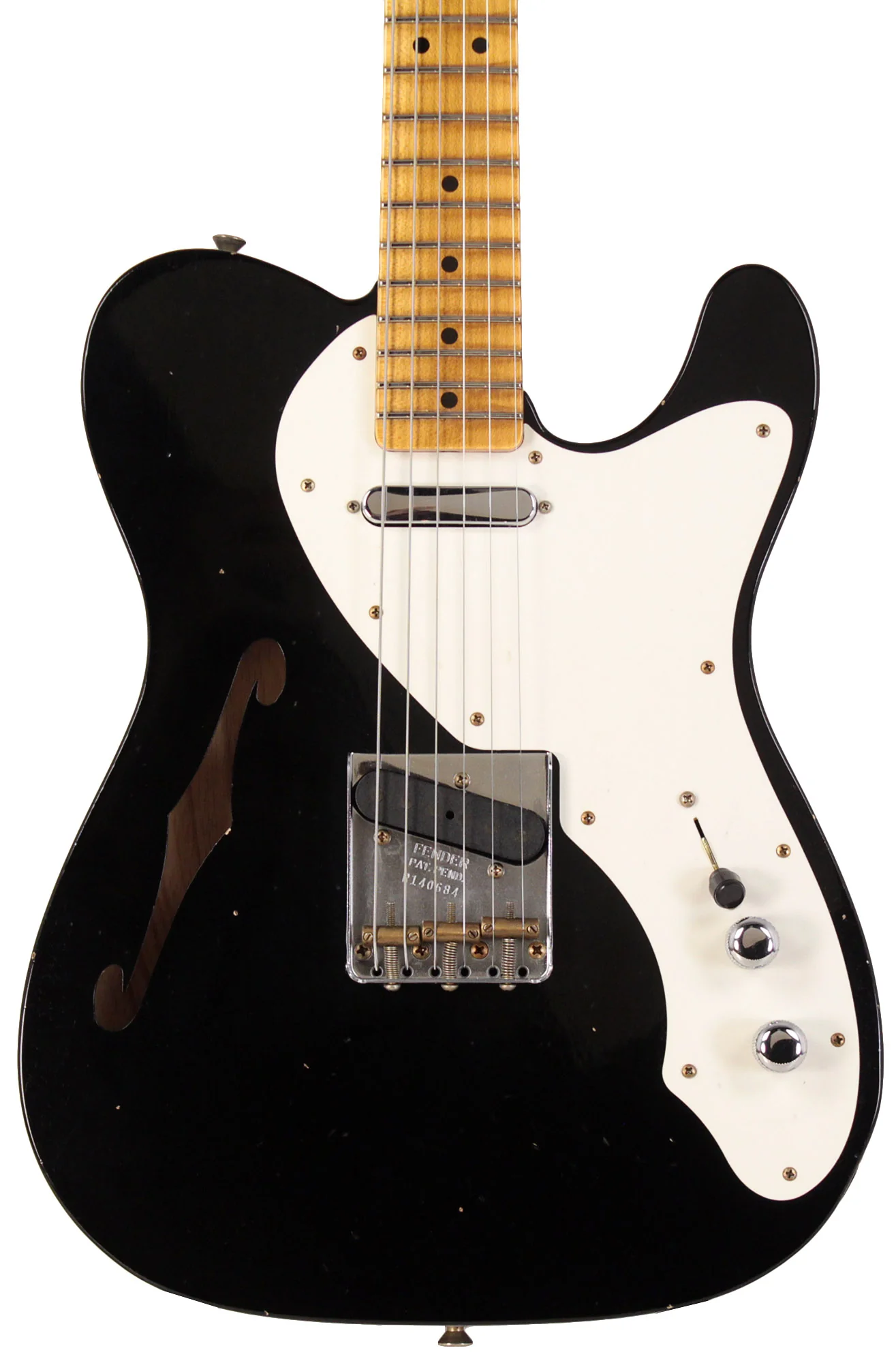 Fender Custom Shop Limited NAMM '50s Thinline Telecaster Guitar, Journeyman Relic, Black - Image 6