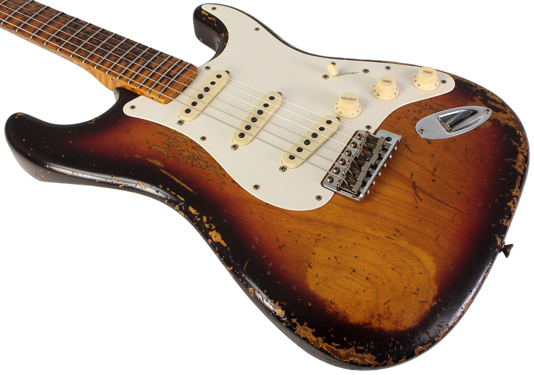Fender Custom Shop Limited Red Hot Strat, Super Heavy Relic, Faded Aged Chocolate 3-Tone Sunburst - Image 4