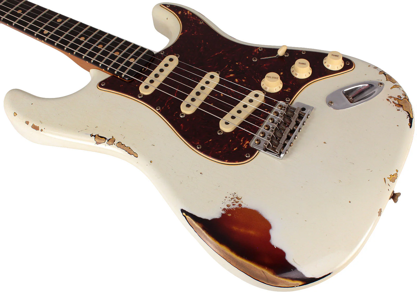 Fender Custom Shop Limited Roasted Poblano Strat, Heavy Relic, Aged Olympic White over 3TS - Image 9