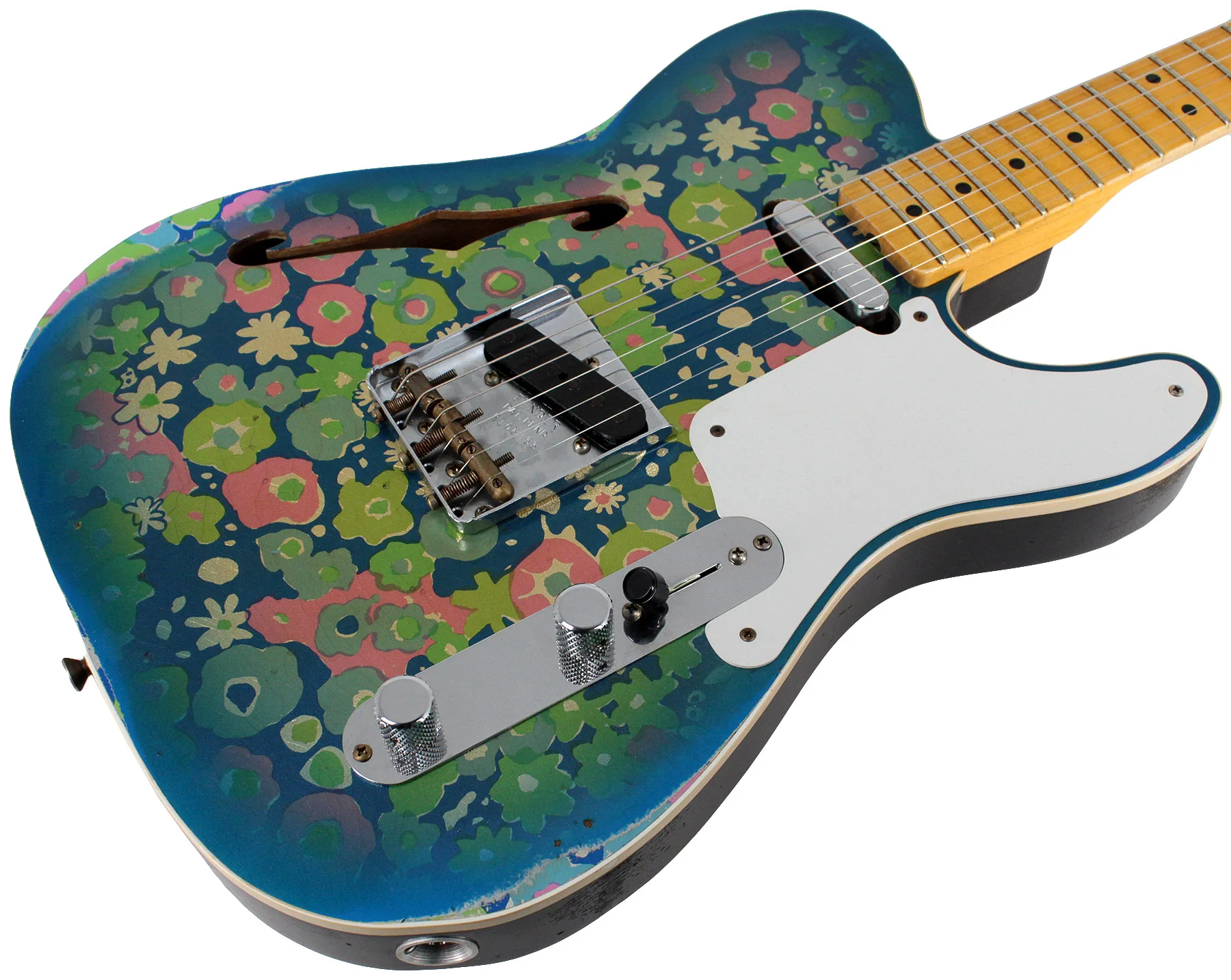 Fender Custom Shop LTD Double Esquire Thinline Custom Relic, Blue Flower - Image 2