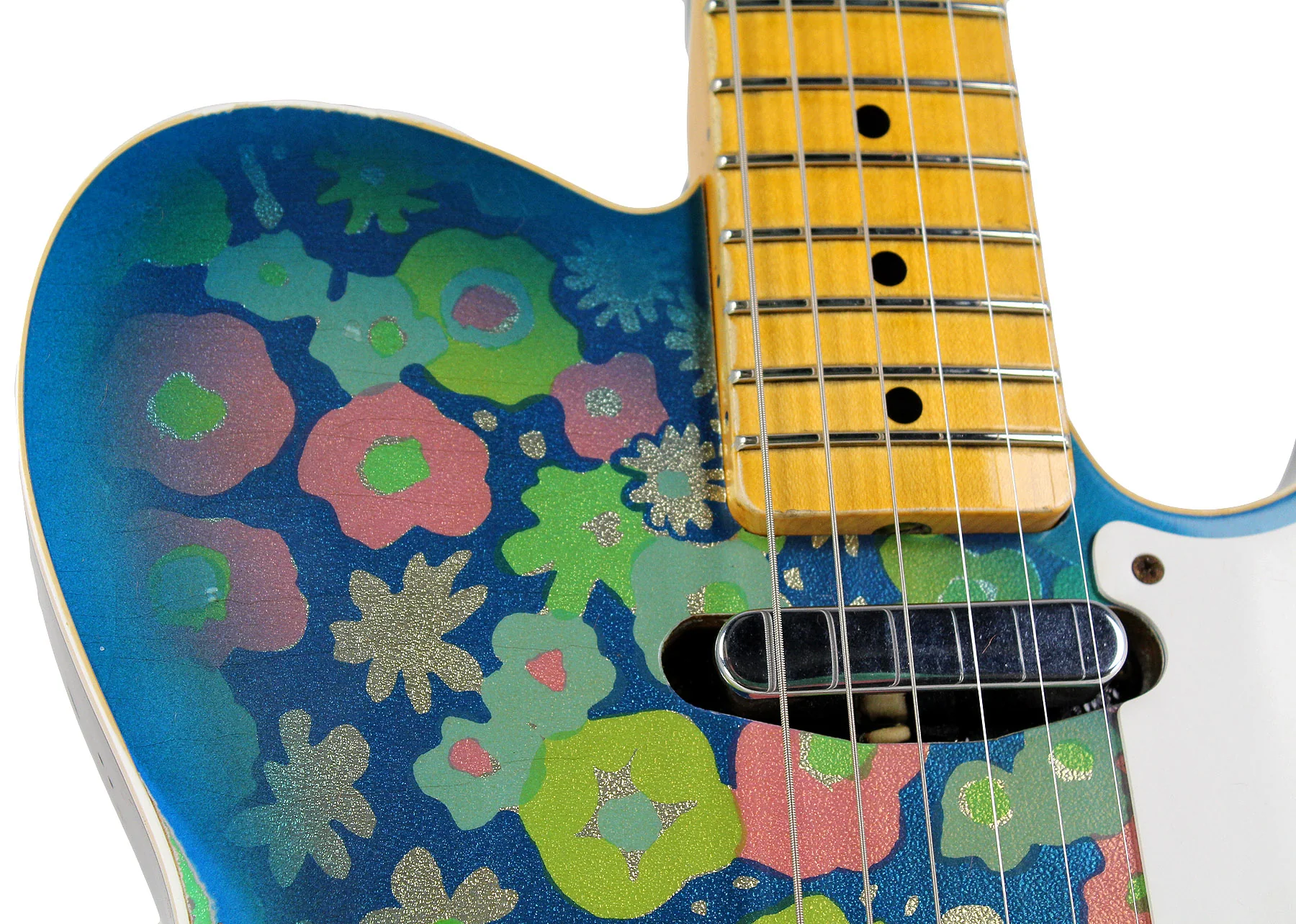Fender Custom Shop LTD Double Esquire Thinline Custom Relic, Blue Flower - Image 4