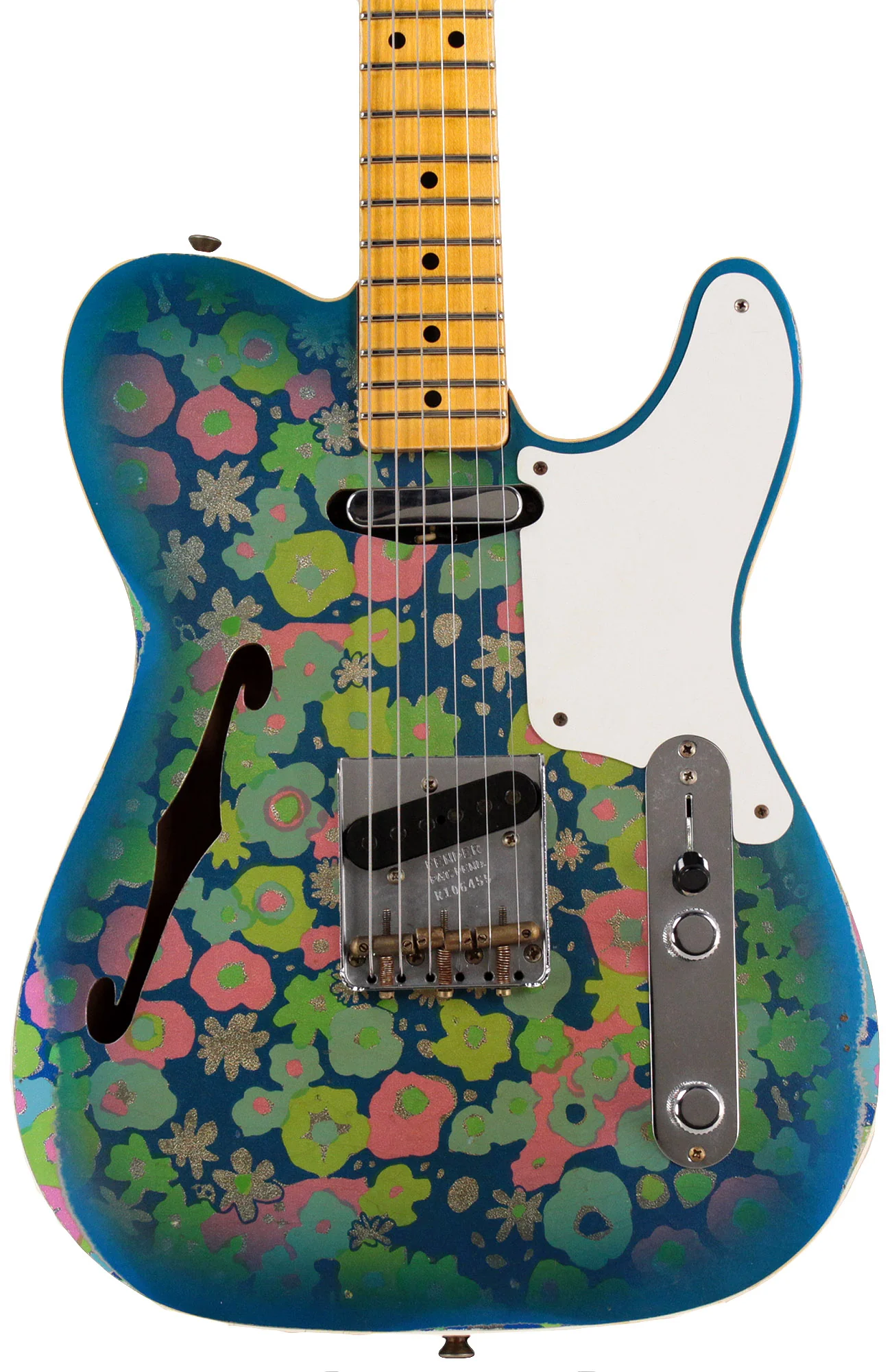 Fender Custom Shop LTD Double Esquire Thinline Custom Relic, Blue Flower - Image 7