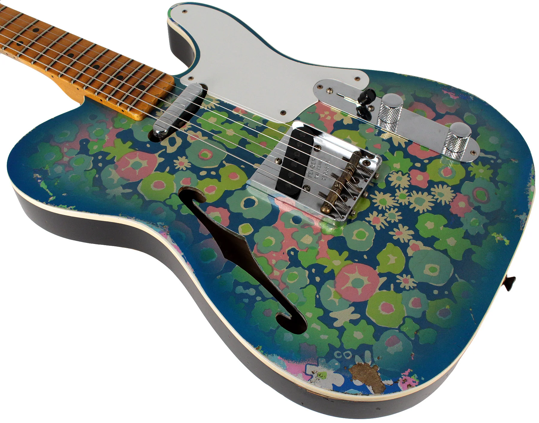 Fender Custom Shop LTD Double Esquire Thinline Custom Relic, Blue Flower - Image 5