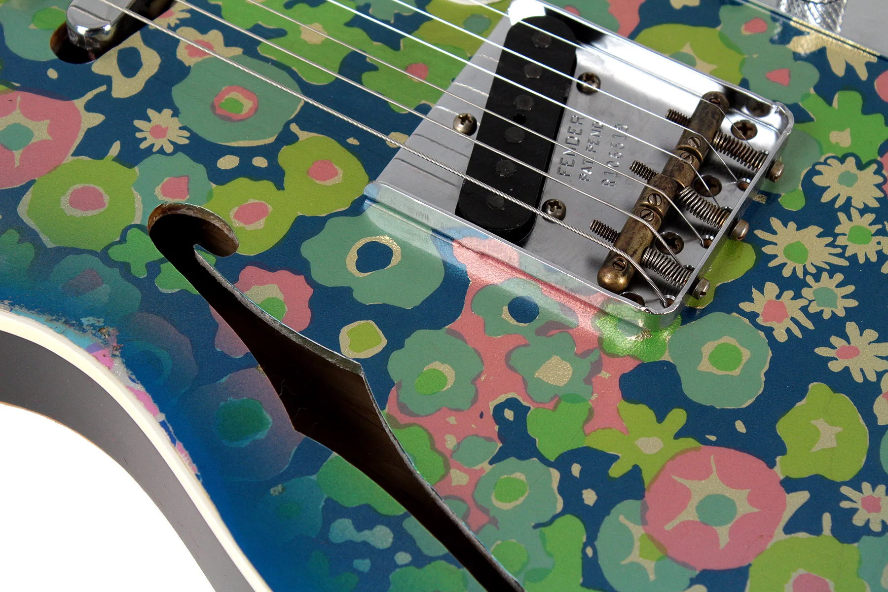Fender Custom Shop LTD Double Esquire Thinline Custom Relic, Blue Flower - Image 8