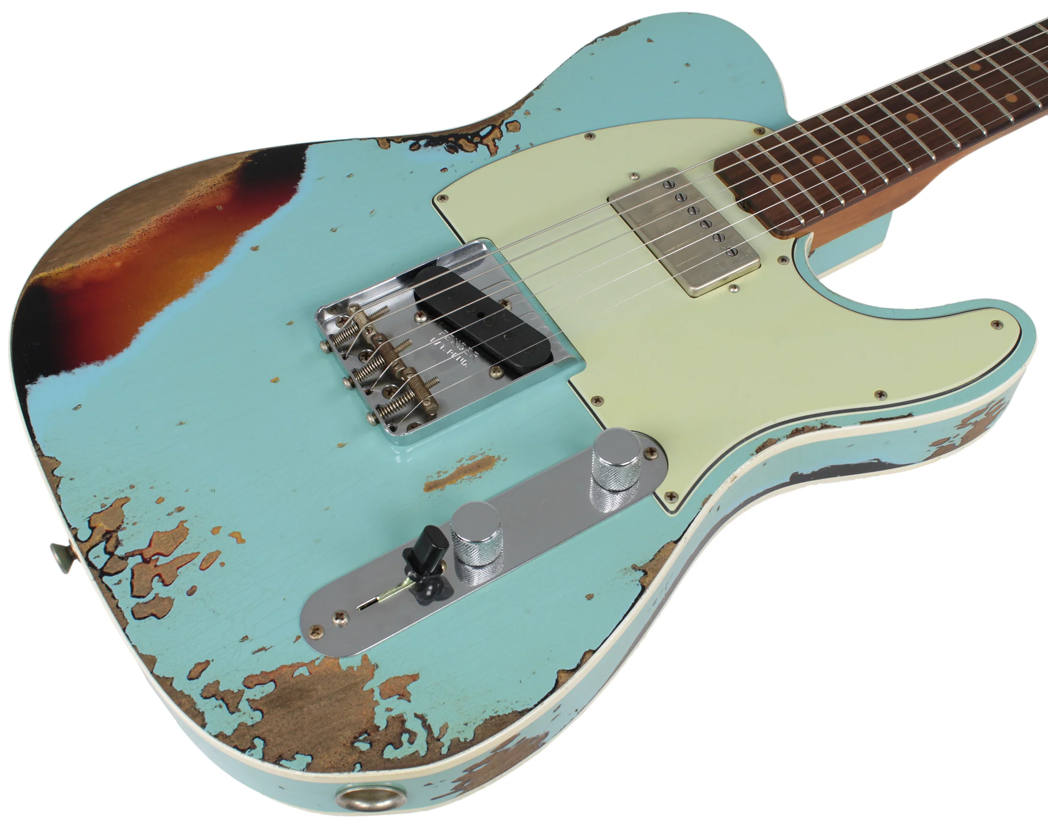 Fender Custom Shop Ltd Heavy Relic Reverse Custom HS Tele, Daphne Blue o/ 3TS - Image 5