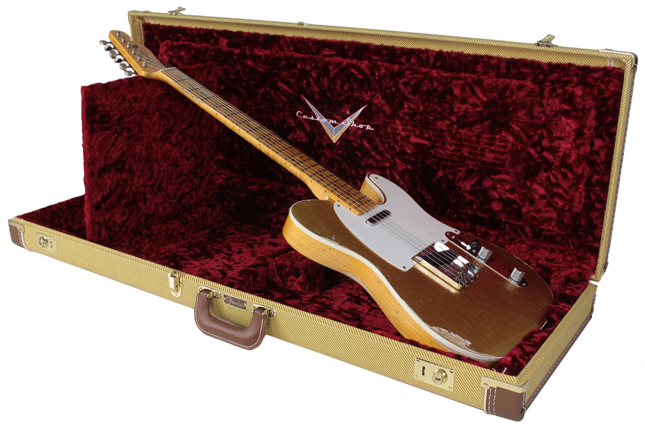 Fender Custom Shop Ltd Relic Double Esquire Special, Amber w/ Aztec Gold - Image 9
