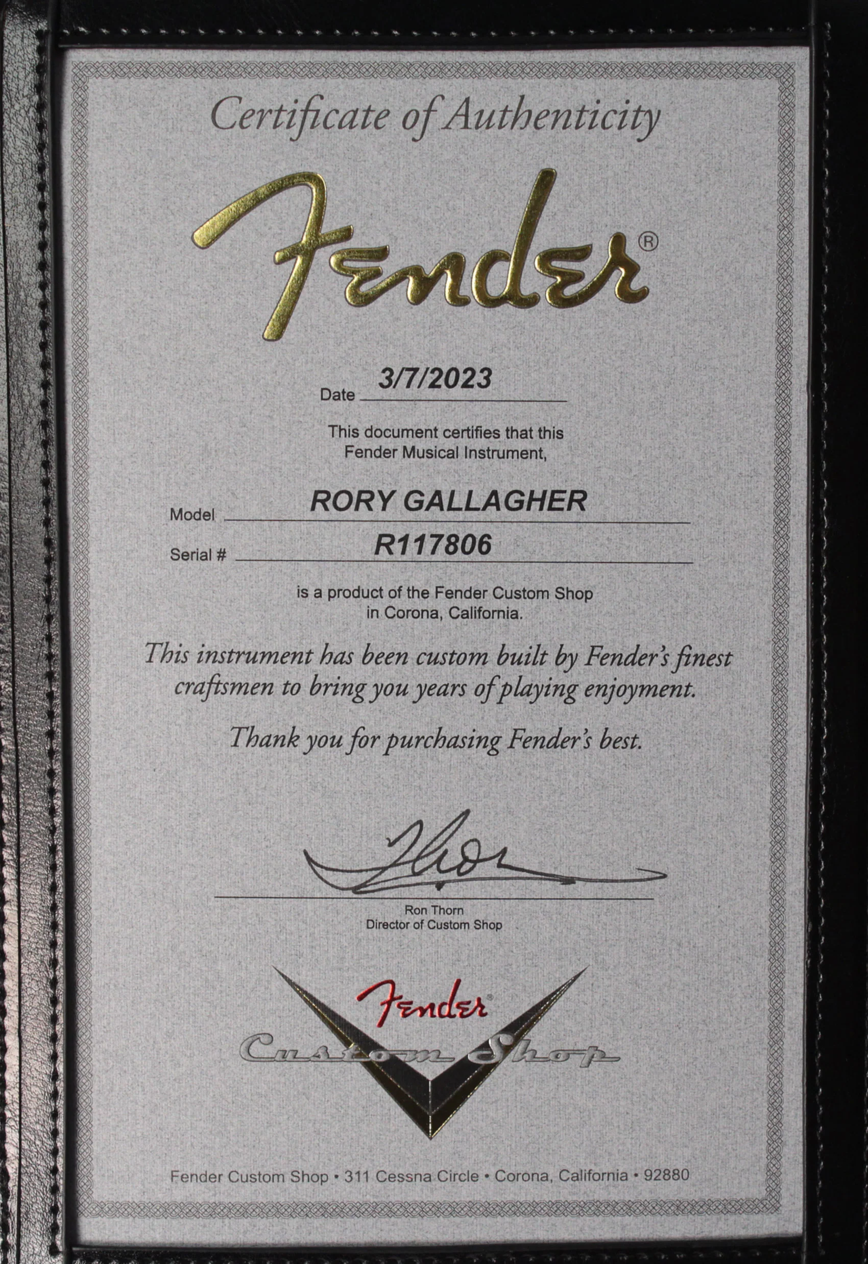 Fender Custom Shop Rory Gallagher Signature Stratocaster Guitar - Image 9