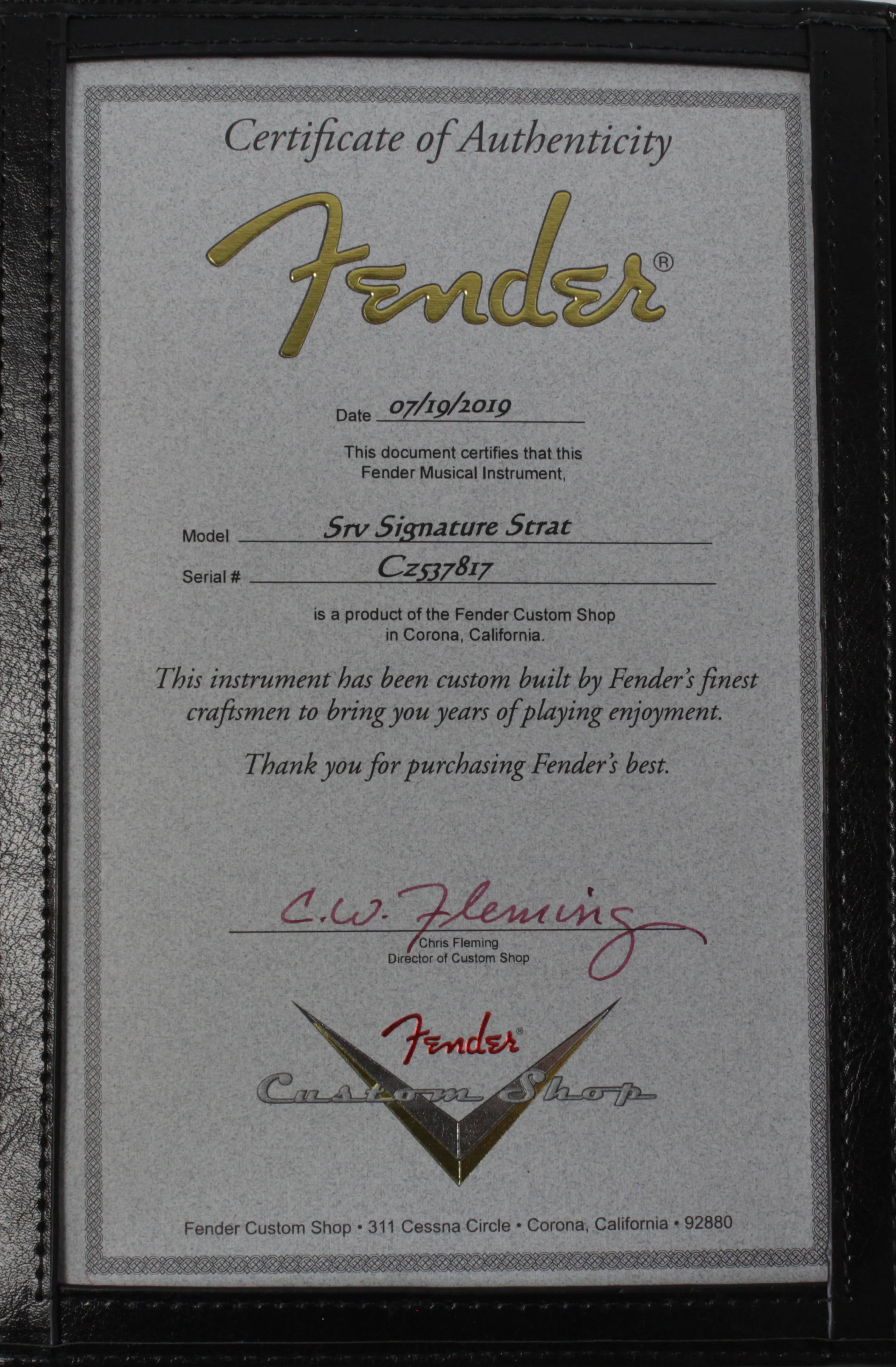 Fender Custom Shop Stevie Ray Vaughan Signature Stratocaster, NOS - Image 8