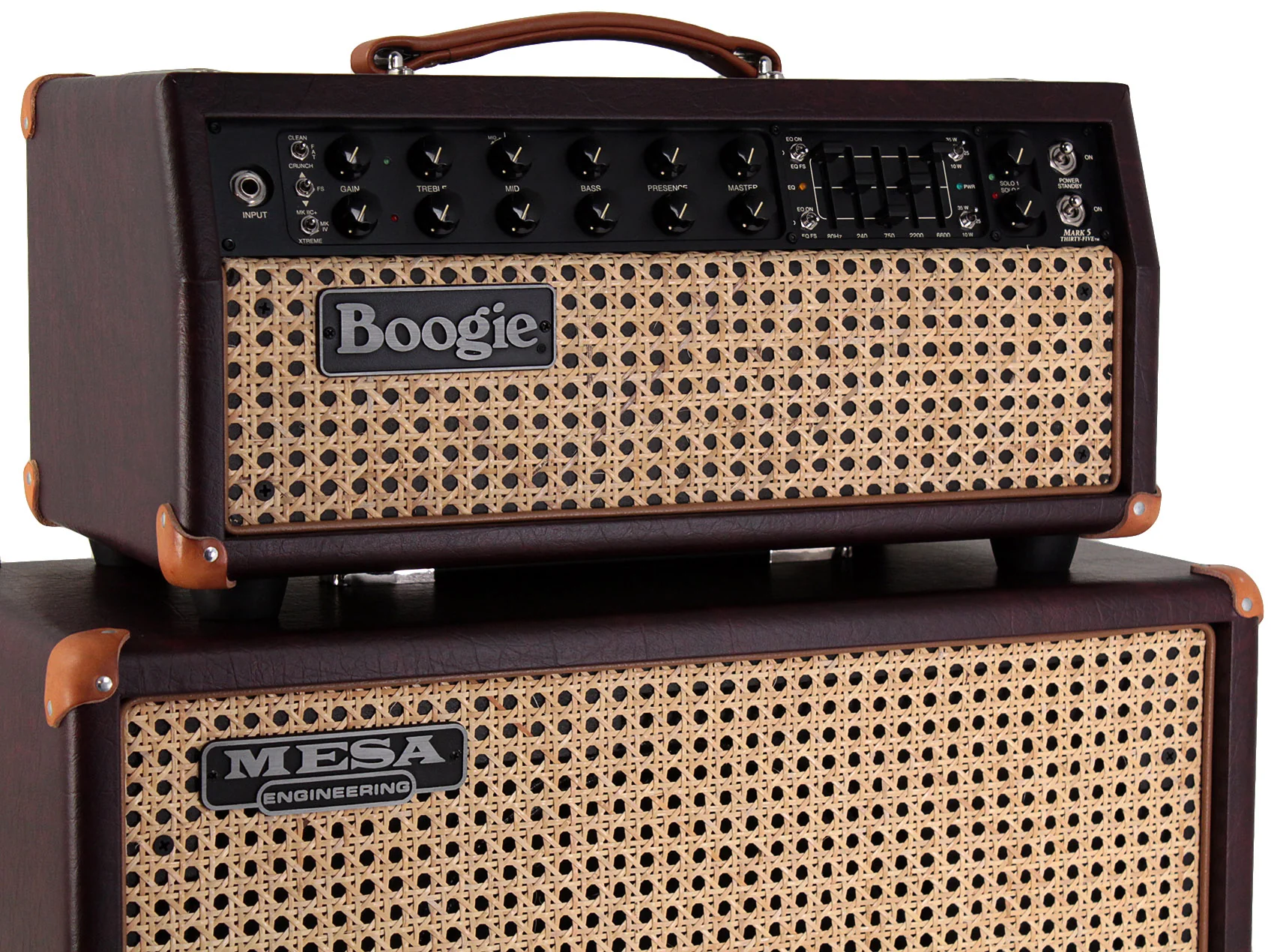 Mesa Boogie Mark Five 35 Head, Widebody Cab, Custom Wine, Wicker - Image 2
