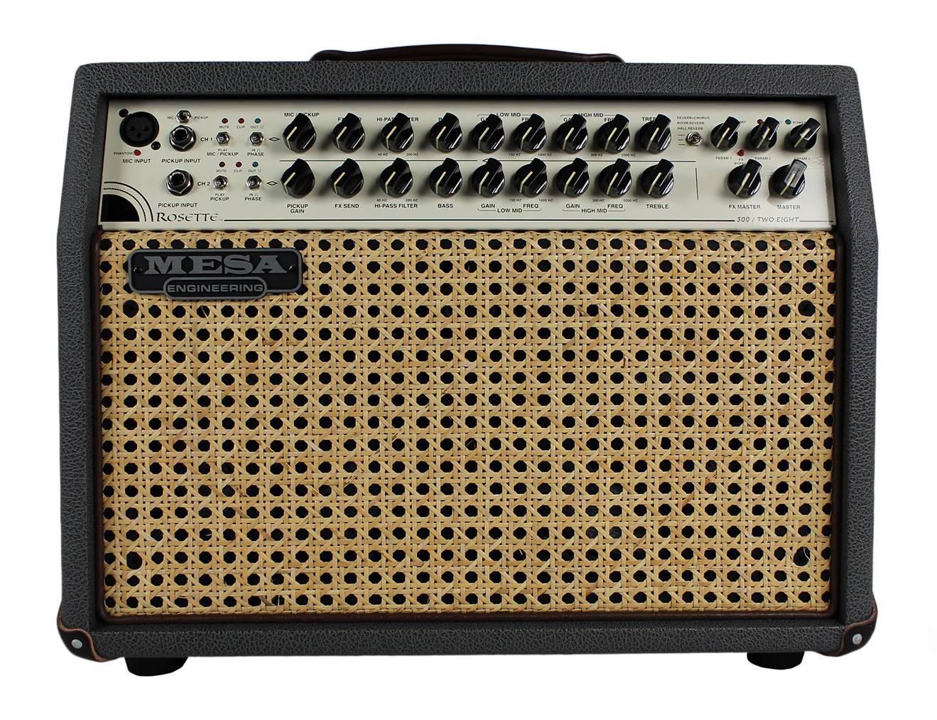 Mesa Boogie Rosette 300 2x8 Acoustic Guitar Amplifier, British Slate, Wicker Grill - Image 5