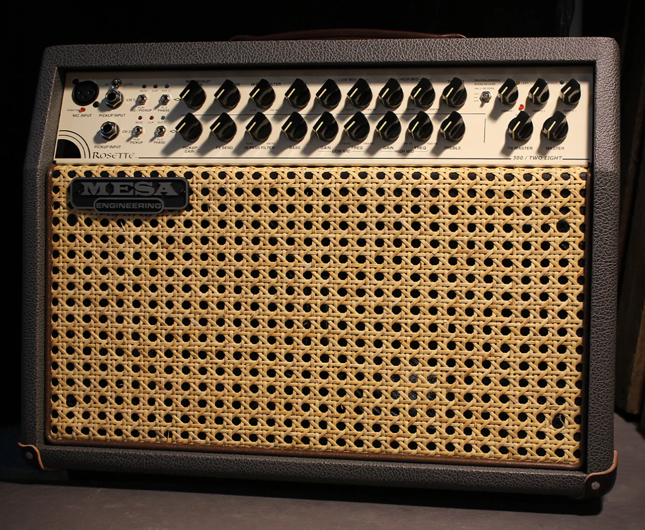 Mesa Boogie Rosette 300 2x8 Acoustic Guitar Amplifier, British Slate, Wicker Grill - Image 8