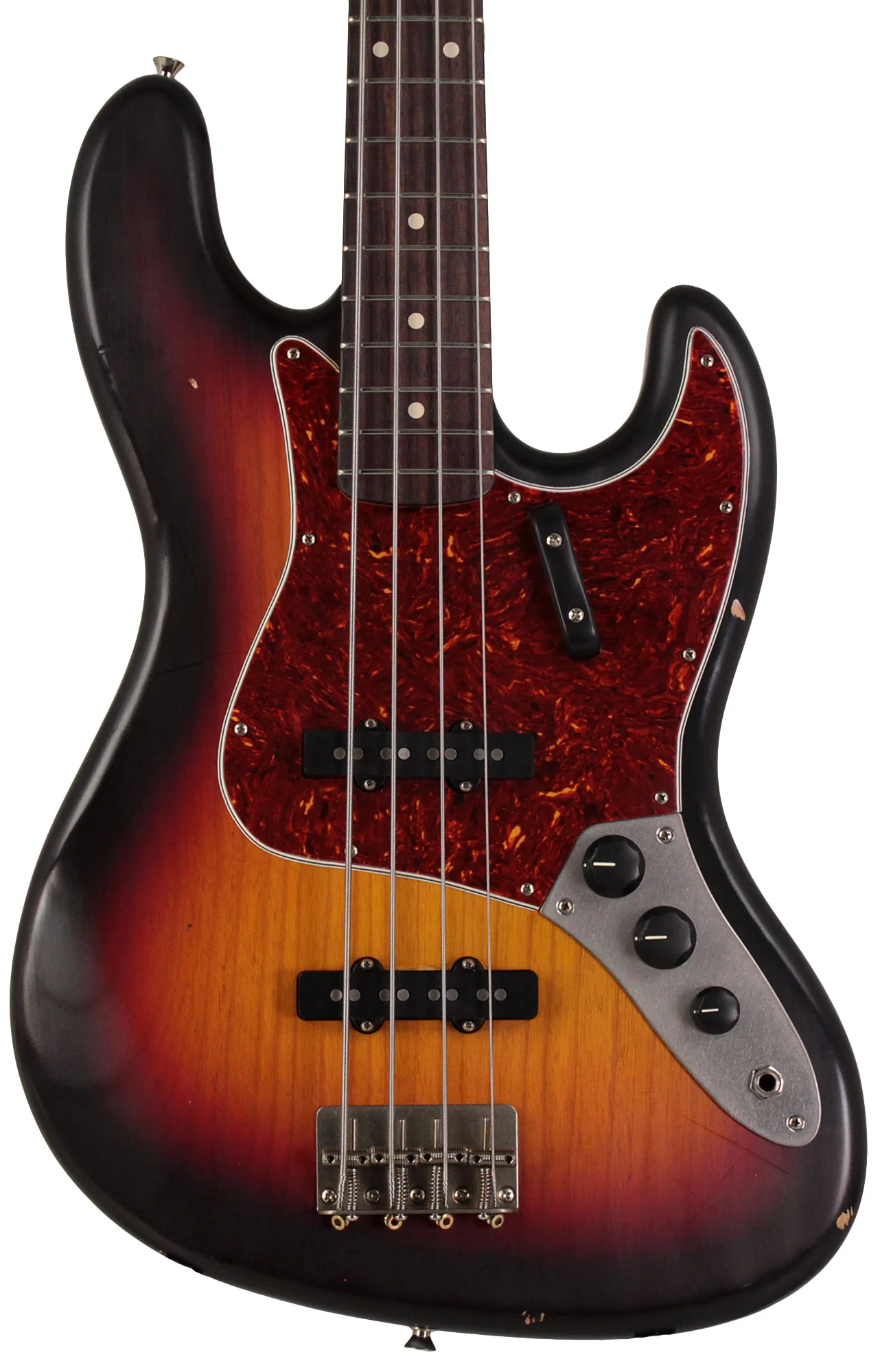 Nash JB63 Bass Guitar, 3-Tone Sunburst, Tortoise Shell, Light Aging - Image 5
