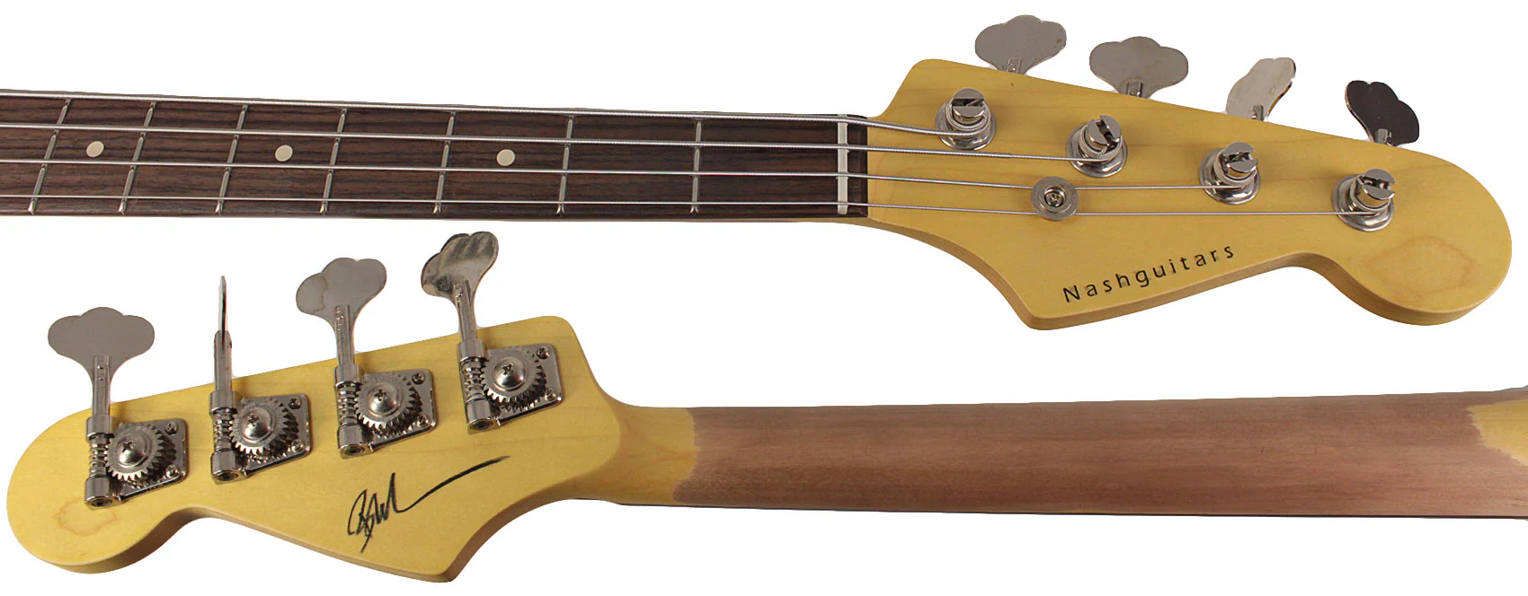 Nash JB63 Bass Guitar, 3-Tone Sunburst, Tortoise Shell, Light Aging - Image 8