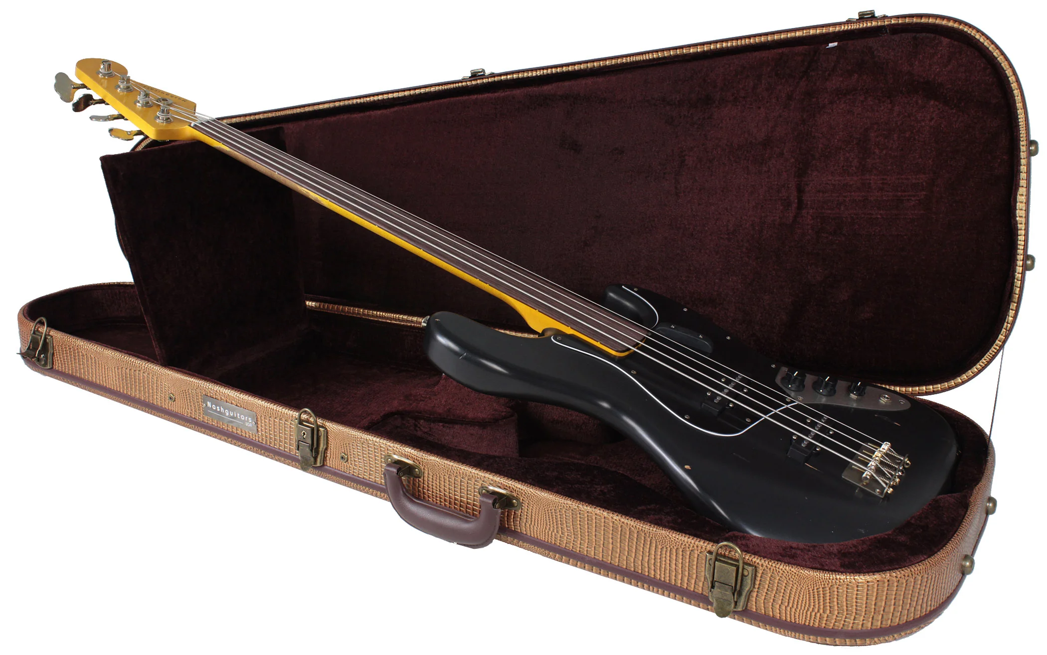 Nash JB63 Bass Guitar, Black, Fretless - Image 7
