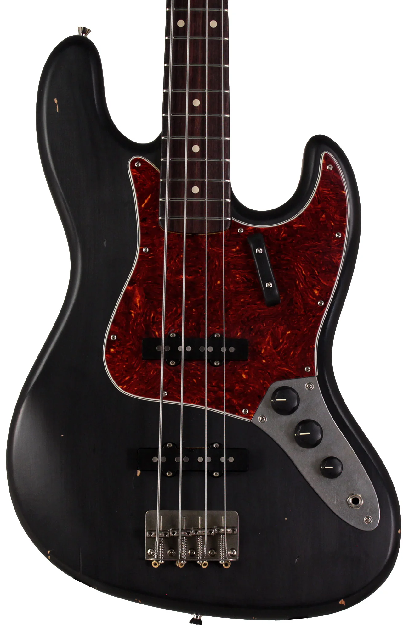Nash JB63 Bass Guitar, Black, Tortoise Shell, Light Aging - Image 5