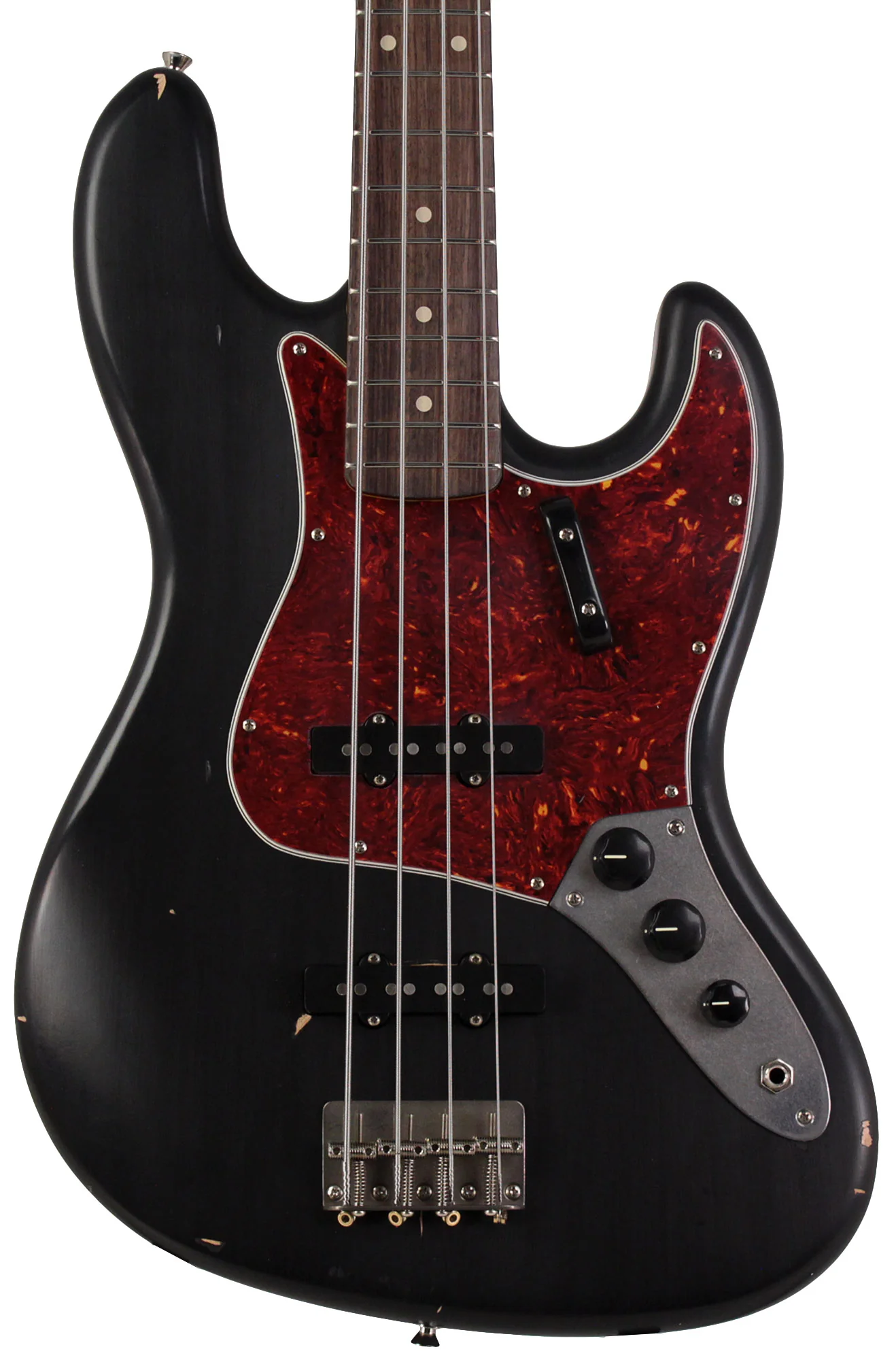 Nash JB63 Bass Guitar, Black, Tortoise Shell, Light Aging - Image 6