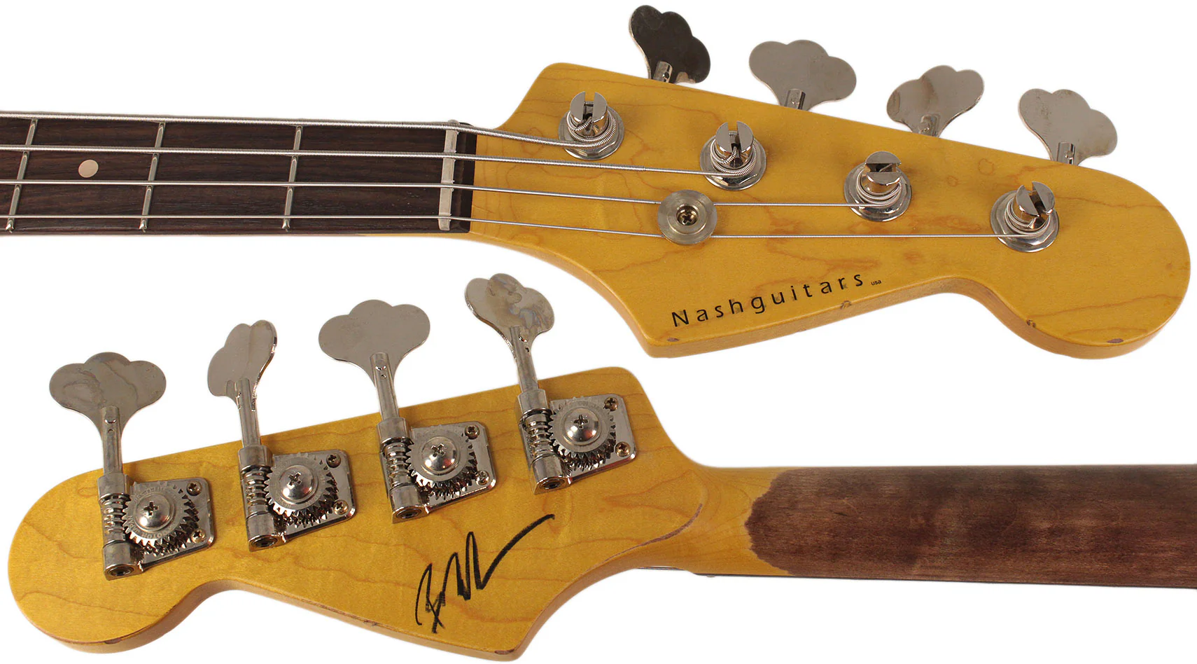 Nash JB63 Bass Guitar, Olympic White, Tortoise Shell, Light Aging - Image 8