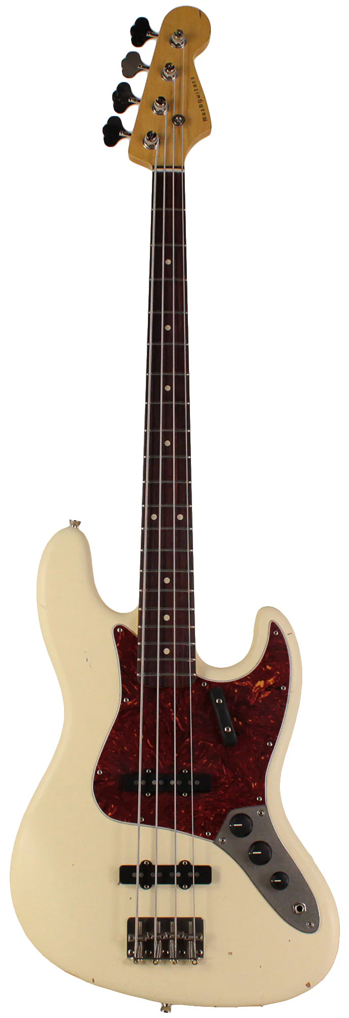 Nash JB63 Bass Guitar, Olympic White, Light Aging
