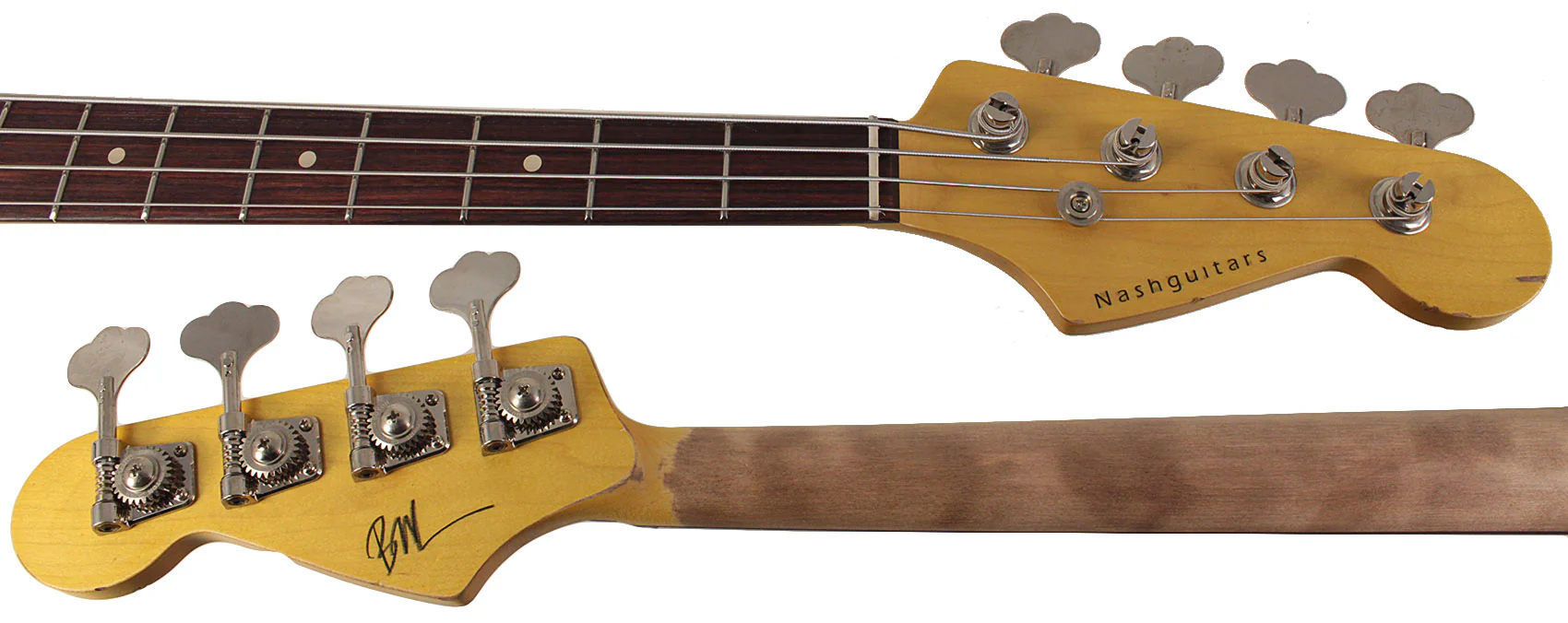 Nash JB63 Bass Guitar, Olympic White, Light Aging - Image 8