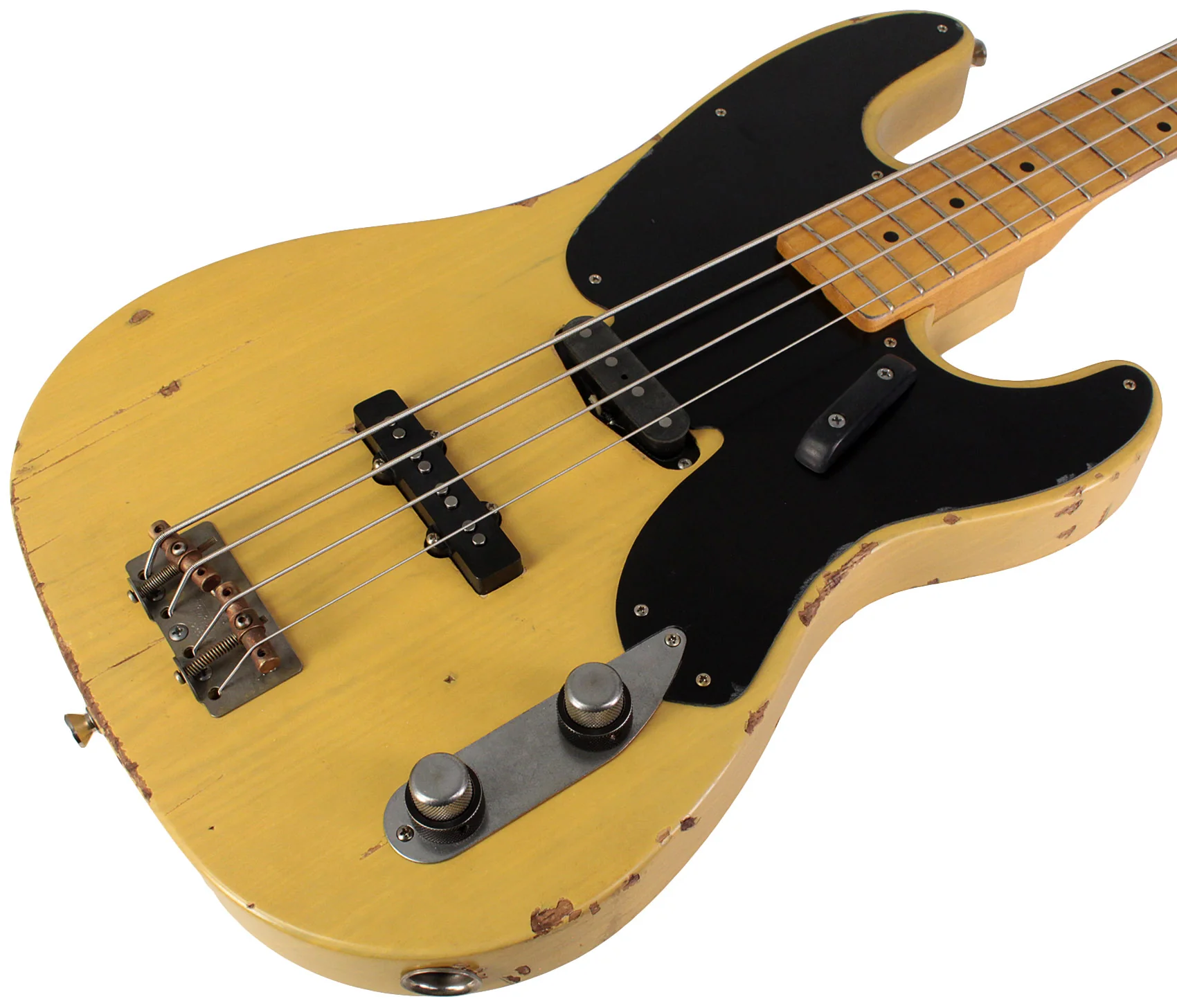 Nash PB52 Bass Guitar, Butterscotch Blonde, Reverse Headstock, JB Pickups, Stacked Knobs - Image 2