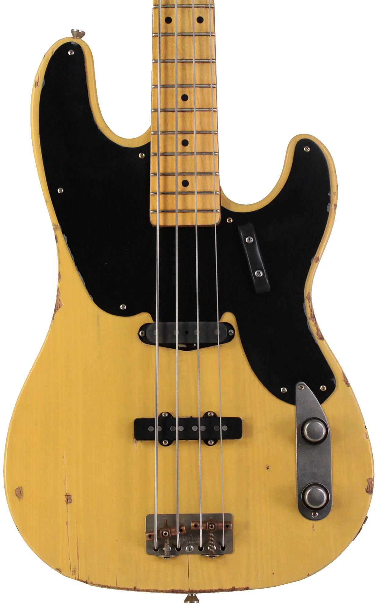 Nash PB52 Bass Guitar, Butterscotch Blonde, Reverse Headstock, JB Pickups, Stacked Knobs - Image 5