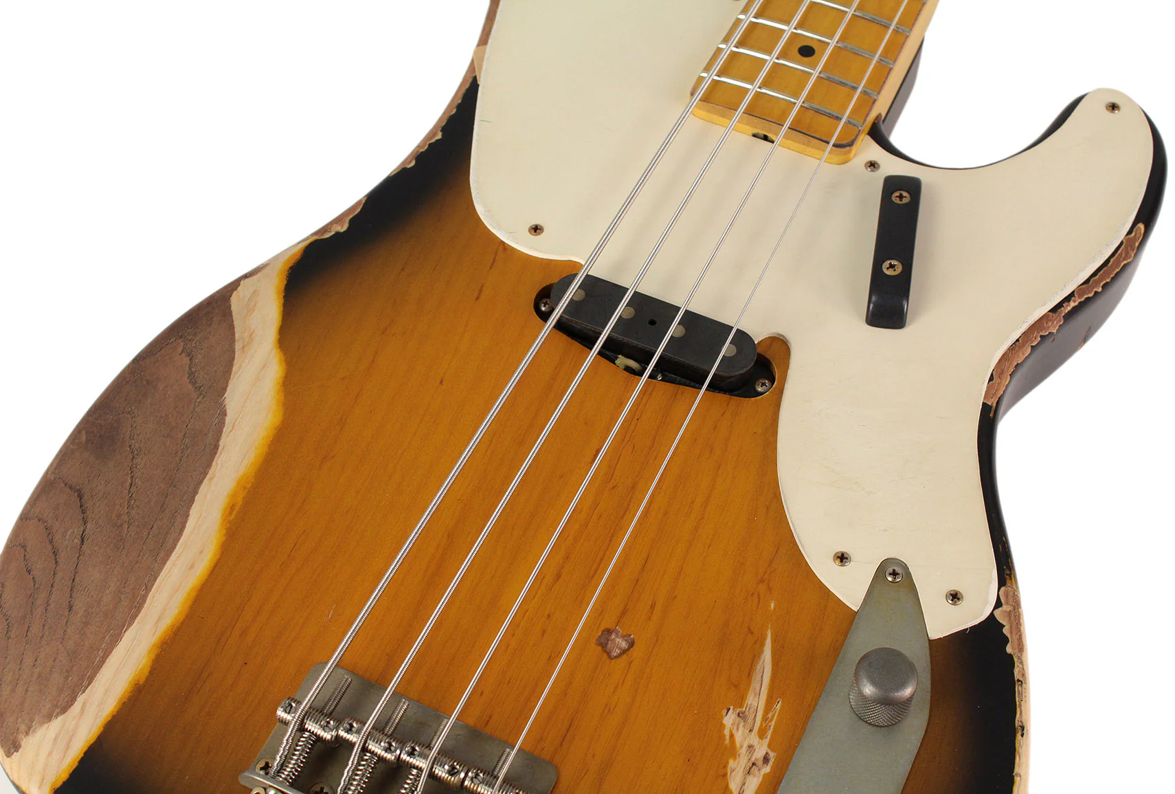 Nash PB55 Bass Guitar, 2-Tone Sunburst, Heavy Aging - Image 3