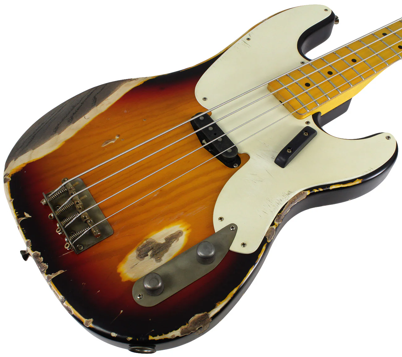 Nash PB55 Bass Guitar, 3-Tone Burst, Heavy Aging - Image 2