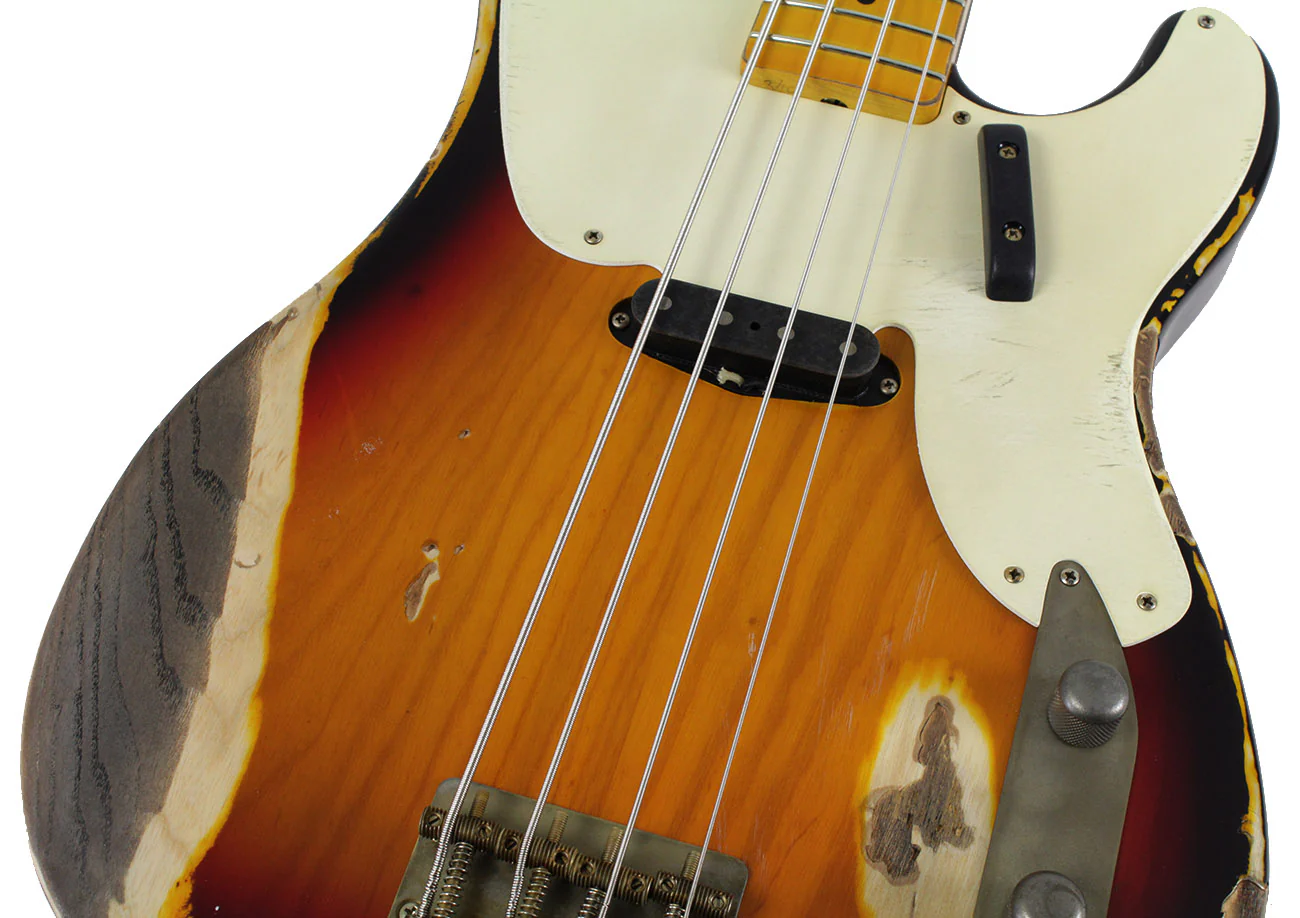 Nash PB55 Bass Guitar, 3-Tone Burst, Heavy Aging - Image 3