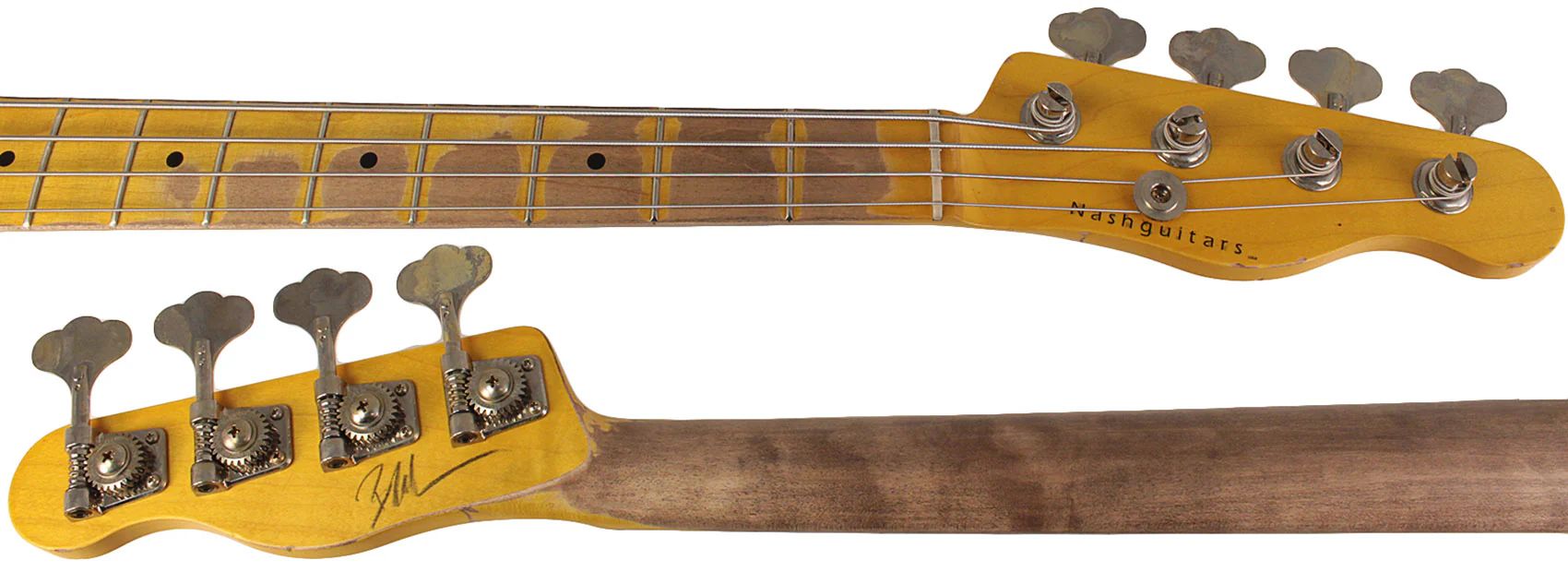Nash PB55 Bass Guitar, Butterscotch Blonde, Medium Aging - Image 8
