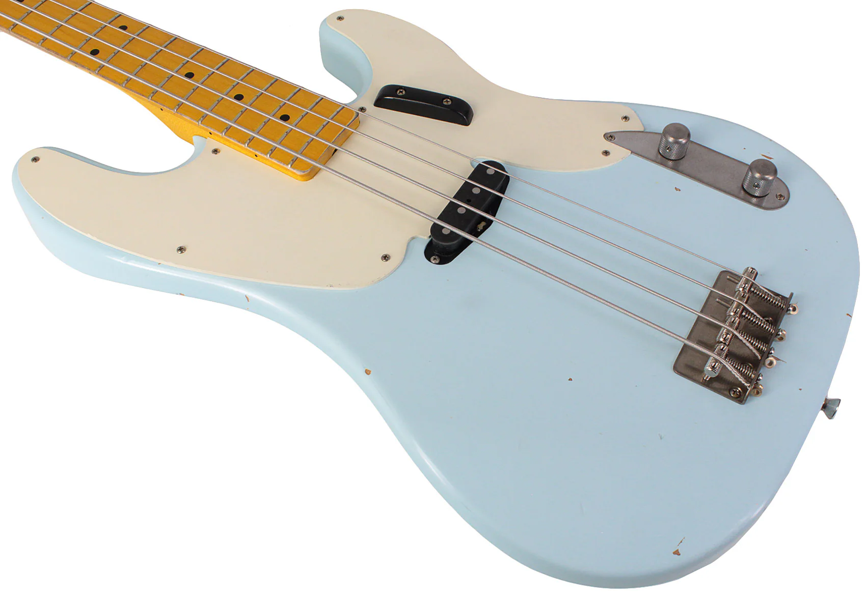 Nash PB55 Bass Guitar, Sonic Blue, Light Aging - Image 4