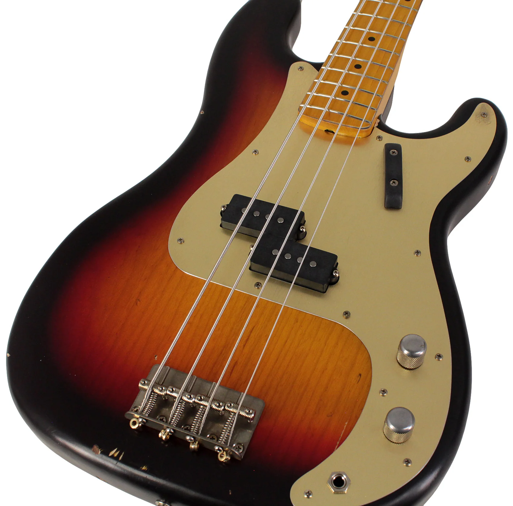 Nash PB57 Bass Guitar, 3-Tone Sunburst, Gold Anodized PG, Light Aging - Image 3