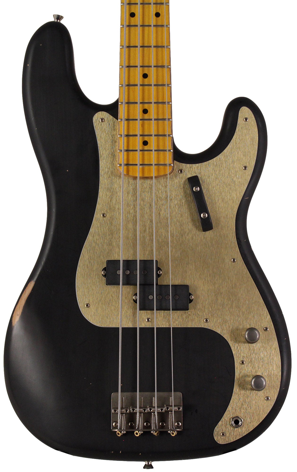Nash PB57 Bass Guitar, Black, Gold Anodized PG, Light Aging - Image 5