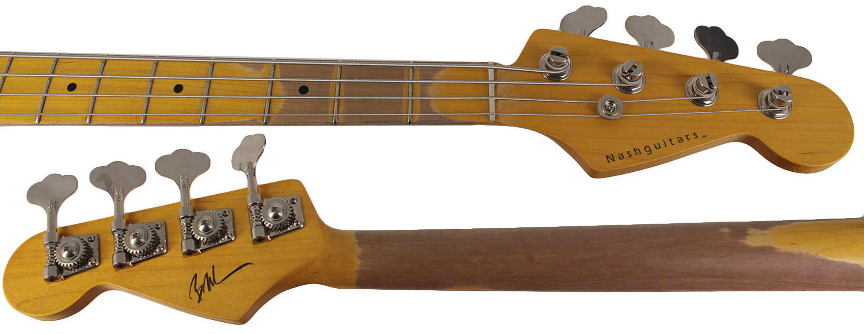 Nash PB57 Bass Guitar, Black, Gold Anodized PG, Light Aging - Image 8