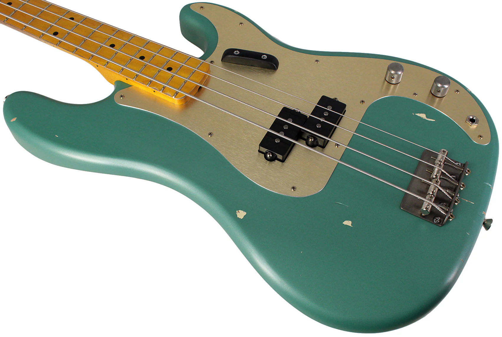Nash PB57 Bass Guitar, Teal, Gold Anodized Pickguard - Image 4