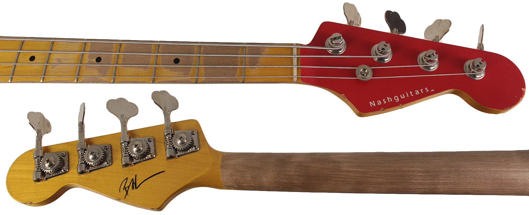 Nash PB57 Bass Guitar, Dakota Red, Matching Headstock, Medium Aging - Image 8