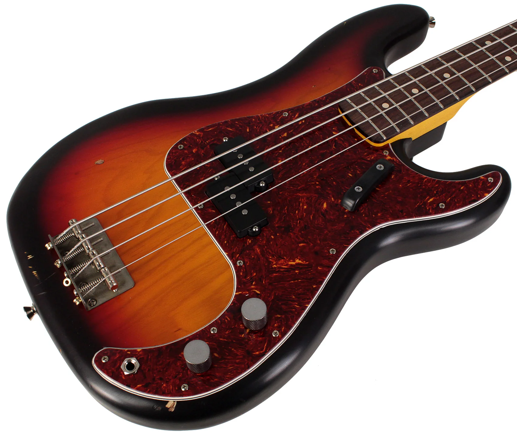Nash PB63 Bass Guitar, 3-Tone Sunburst, Tortoise Shell, Light Aging - Image 2